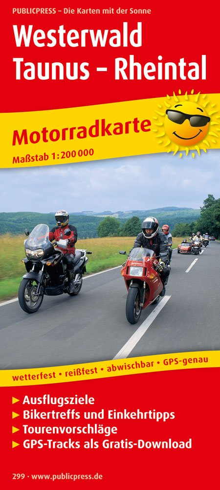Westerwald - Taunus - Rheintal: Motorradkarte mit Ausflugszielen, Einkehr-und Freizeittipps und Tourenvorschlägen sowie GPS-Tracks als Gratisdownload, ... wetterfest, abwischbar, GPS-genau. 1:200000 Leisure, Home & Garden