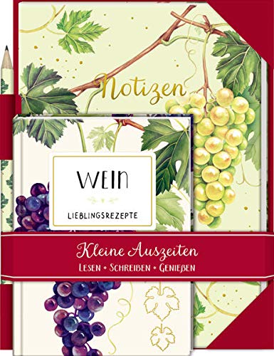 Kleine Auszeiten: Wein: Buch mit Notizheft und Bleistift Lifestyle