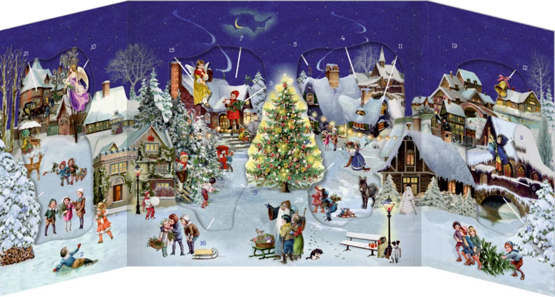 Winterabend im Dorf - Nostalgischer Schiebekalender: 3-D-Panorama mit 24 Schiebefiguren book