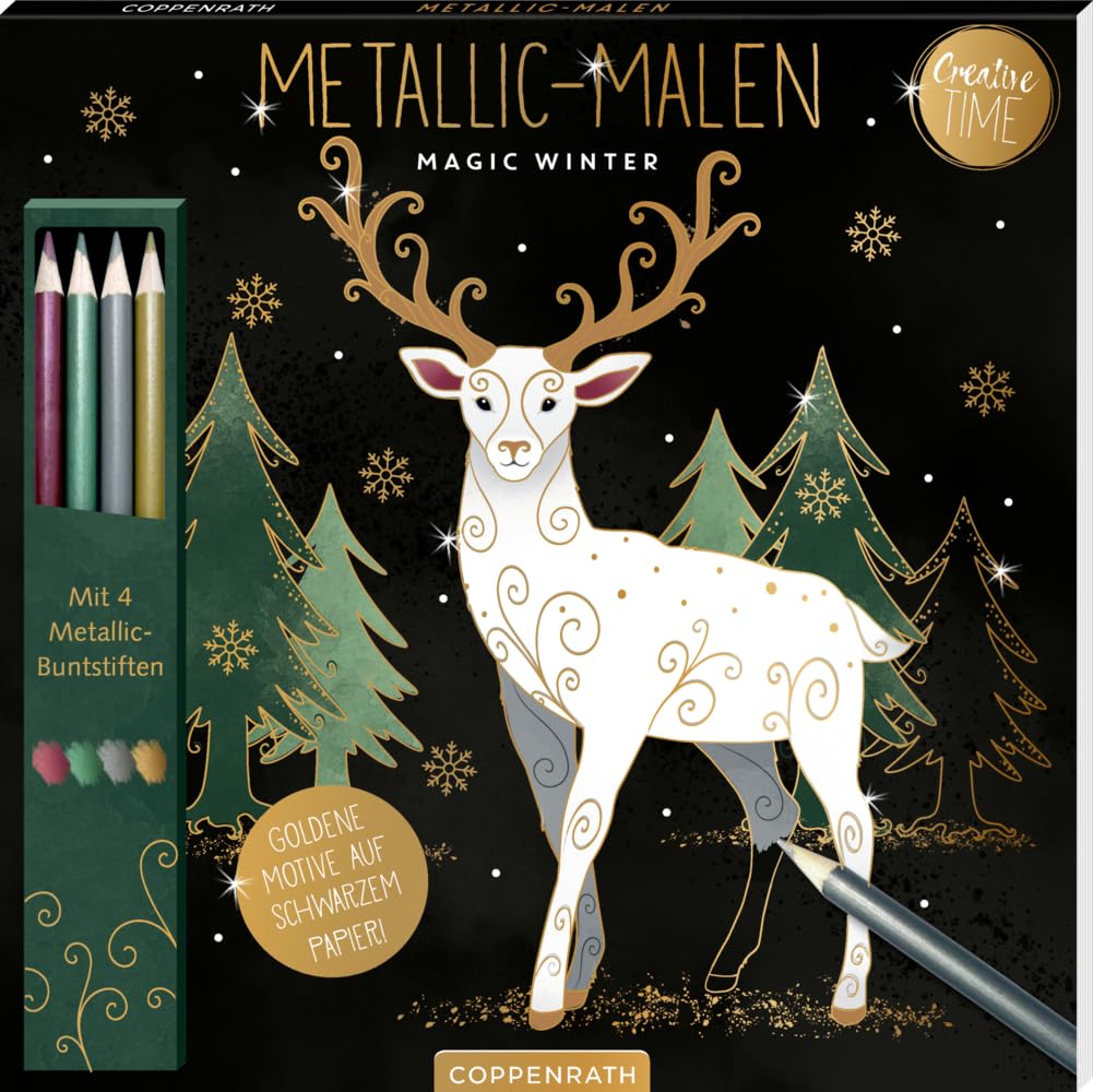 Metallic-Malen , Magic Winter: Mit 4 Metallic-Buntstiften: Kreativ-Malblock mit 24 goldenen Motiven auf schwarzem Papier Lifestyle