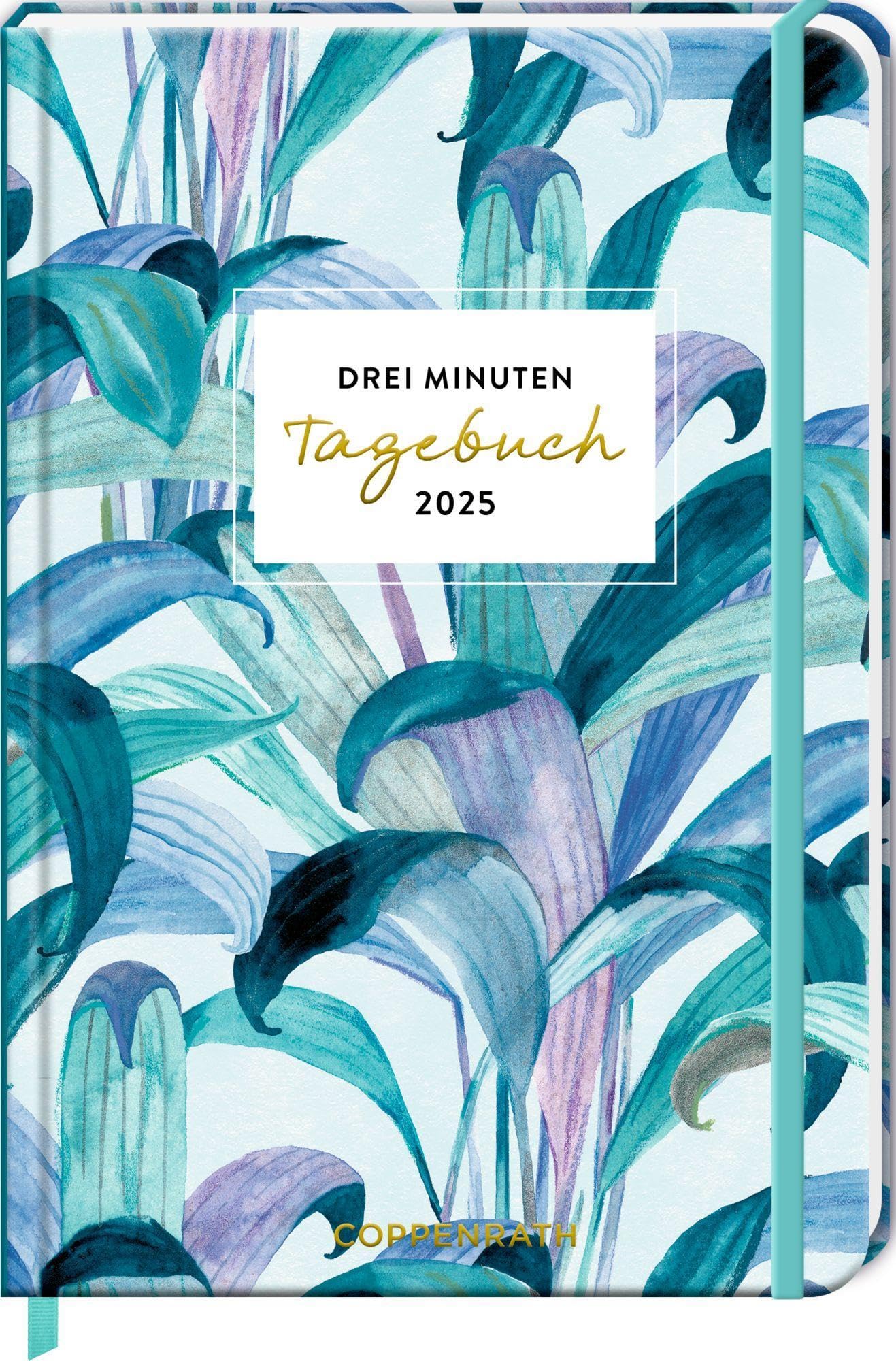 Großer Wochenkalender: 3 Minuten Tagebuch 2025 - Palme türkis (All about blue): Glücksjournal mit Wochenplaner und Eintragmöglichkeiten. Mit Gummiverschluss und Leseband Lifestyle