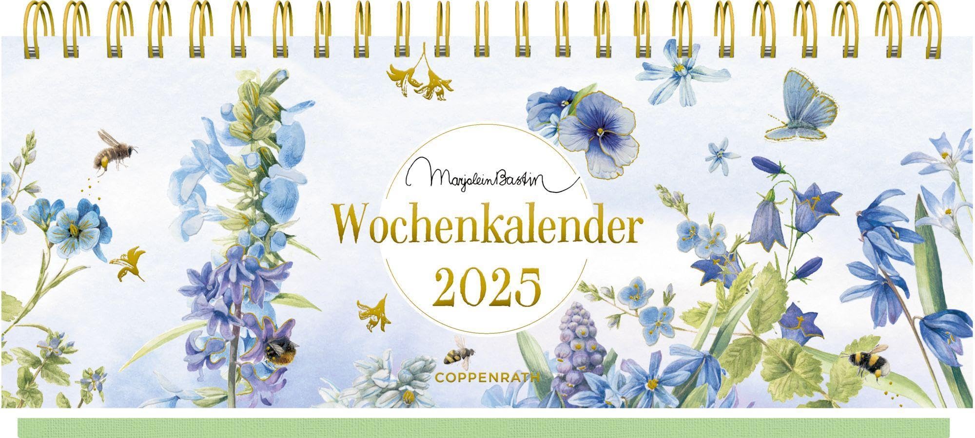 Tischkalender mit Wochenkalendarium: 2025 - Marjolein Bastin - blau: Tischkalender mit Wochenplaner und Eintragmöglichkeiten. Hochwertige Ausstattung, mit Ferienübersicht und Geburtstagsplaner Calendars
