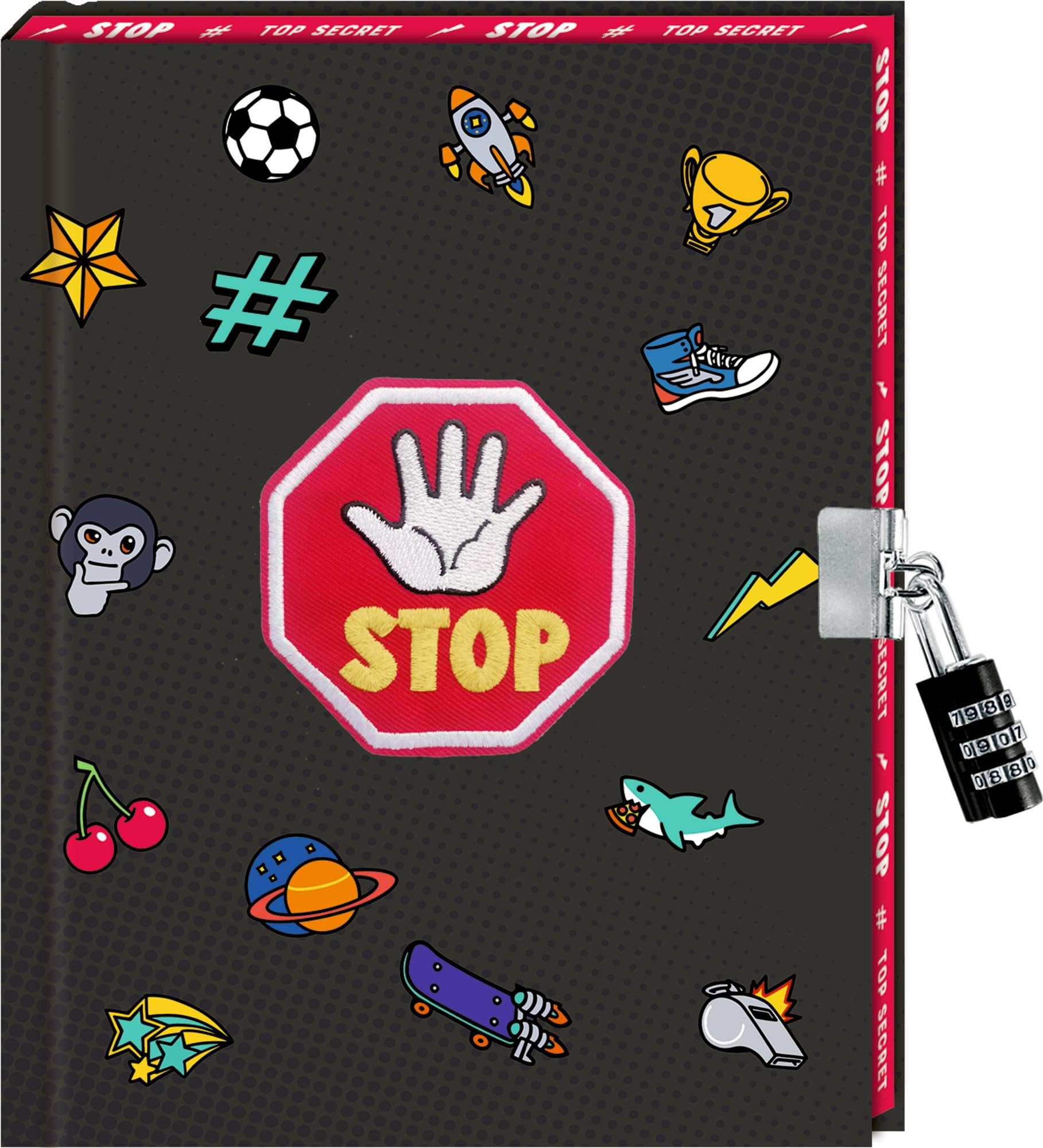 Tagebuch – STOP: Top Secret: für Kita, Kindergarten und Grundschule, unisex, Jungen und Mädchen, mit Patch und Farbschnitt Leisure, Home & Garden