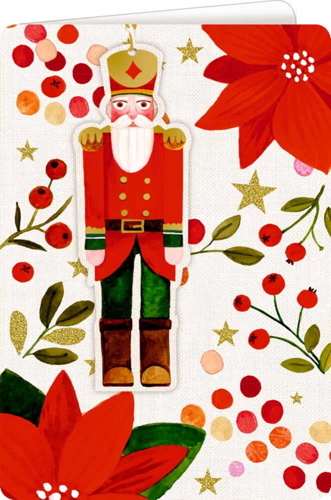 Weihnachtskarte mit Anhänger: Nussknacker - Festliche Weihnachten: Doppelgrußkarte mit Glitter und Goldfolie Lifestyle