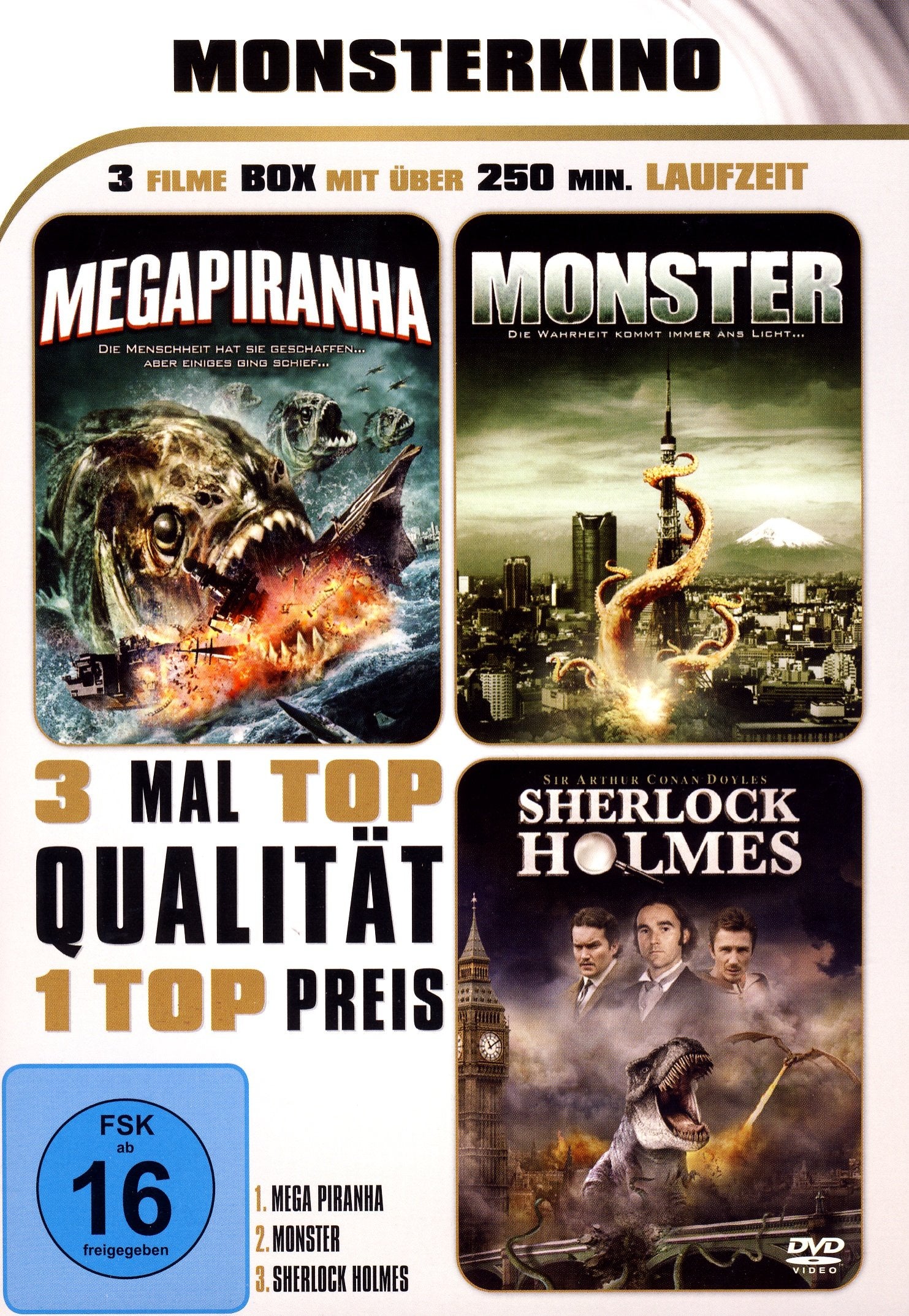 MONSTERKINO - Megapiranha - Monster - Sherlock Holmes (3 Filme Box) Films