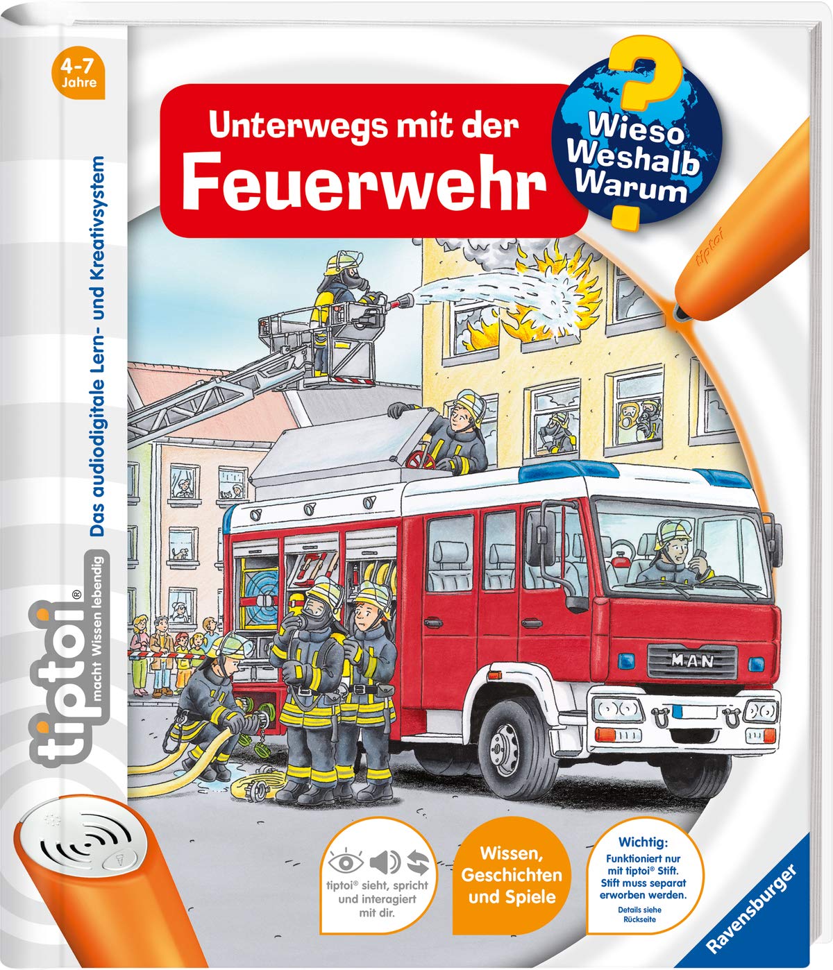 Ravensburger 00581 - tiptoi, Unterwegs mit der Feuerwehr - Wieso? Weshalb? Warum? (ohne Stift) book