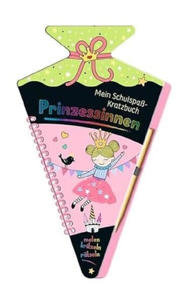 Mein Schulspaß-Kratzbuch Prinzessinnen (in Schultüten-Form): Malen, Kritzeln, Rätseln inkl. Kratzstift aus Holz Tiptoi & Games