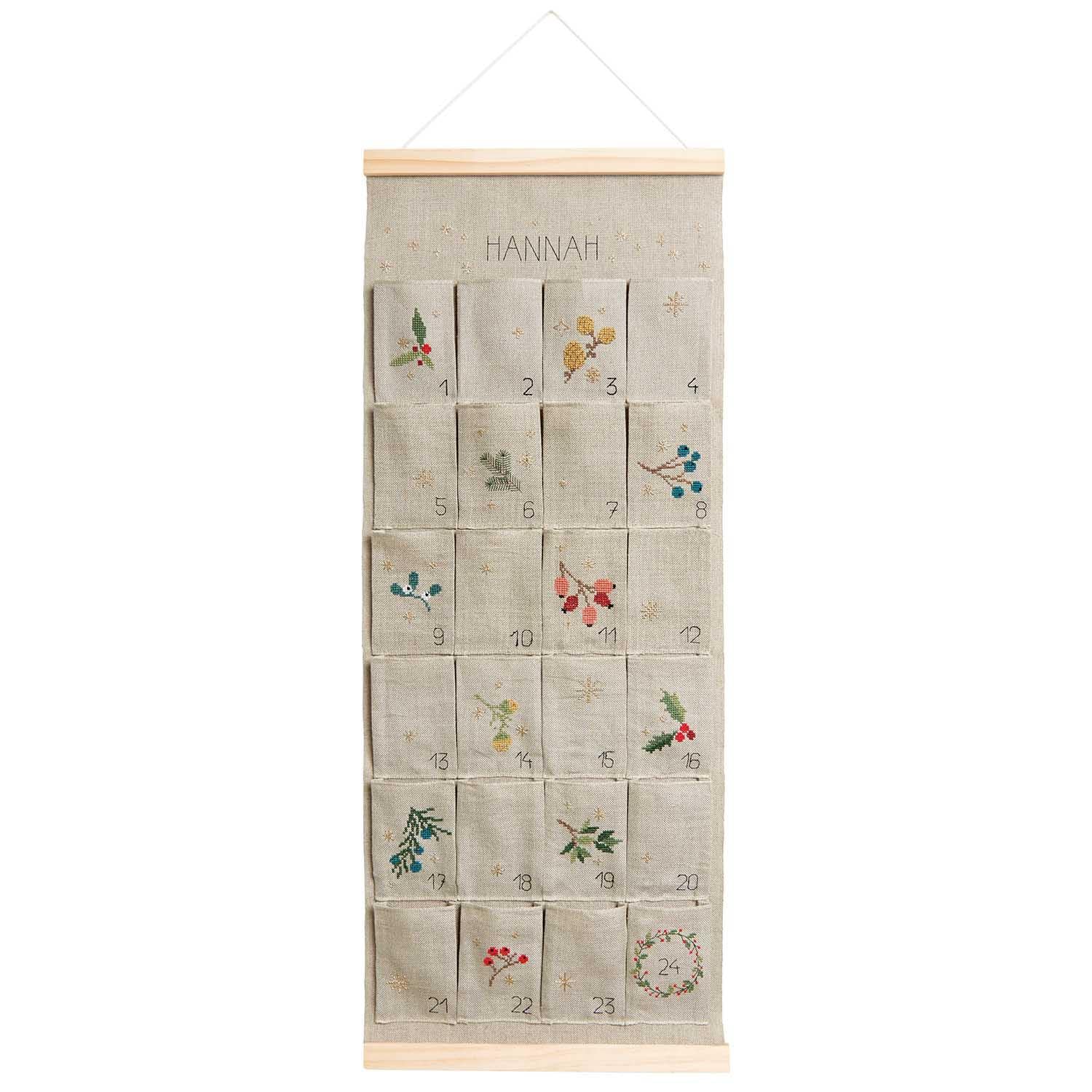 Stickpackung Gezählter Kreuzstich, Adventskalender mit Taschen, 30x77cm Hobbies & Crafts