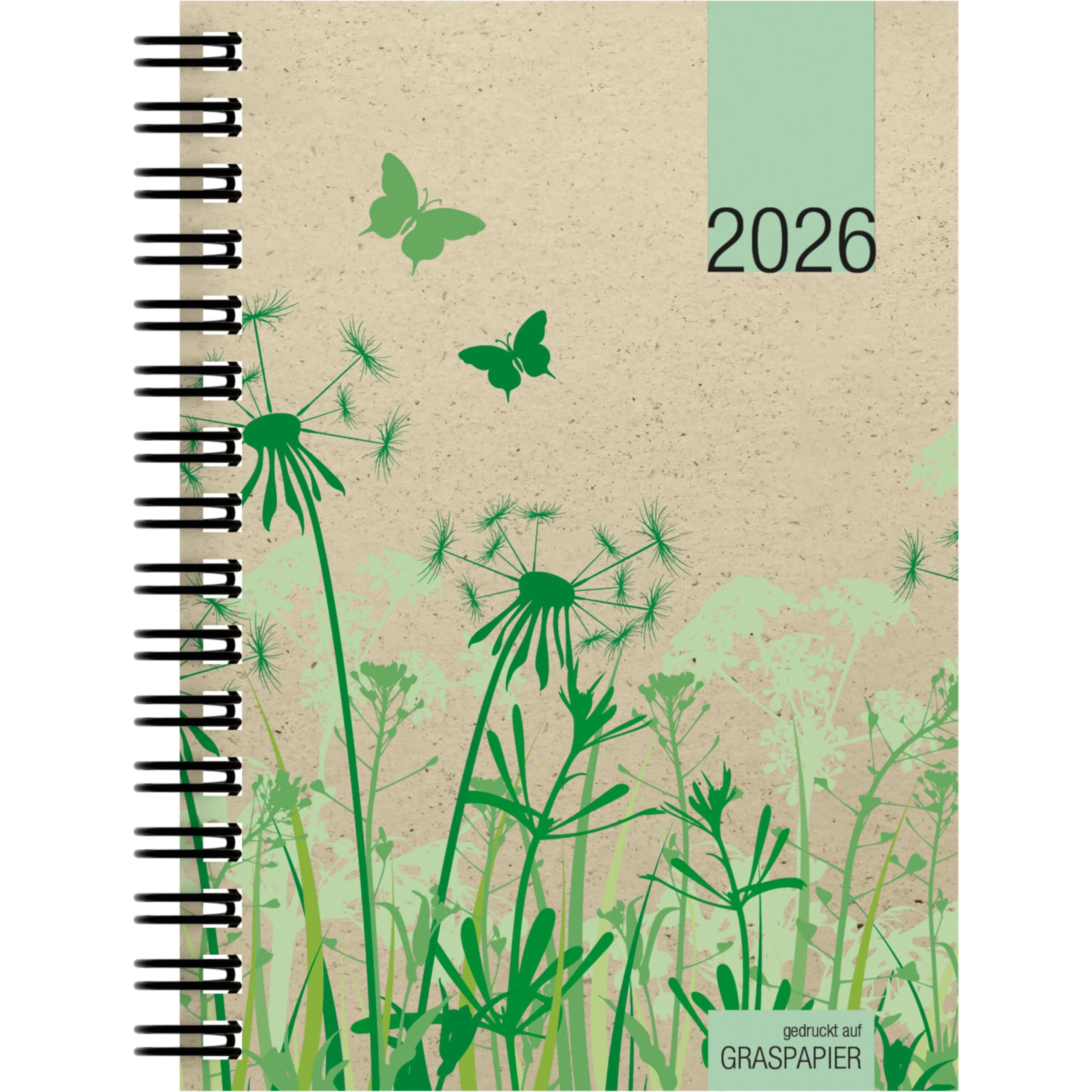 Taschenkalender Graspapier 2026 - Bürokalender 10x14 cm - 1 Woche auf 2 Seiten - robuster Kartoneinband - Wochenkalender - Notizheft - 639-0640 Leisure, Home & Garden