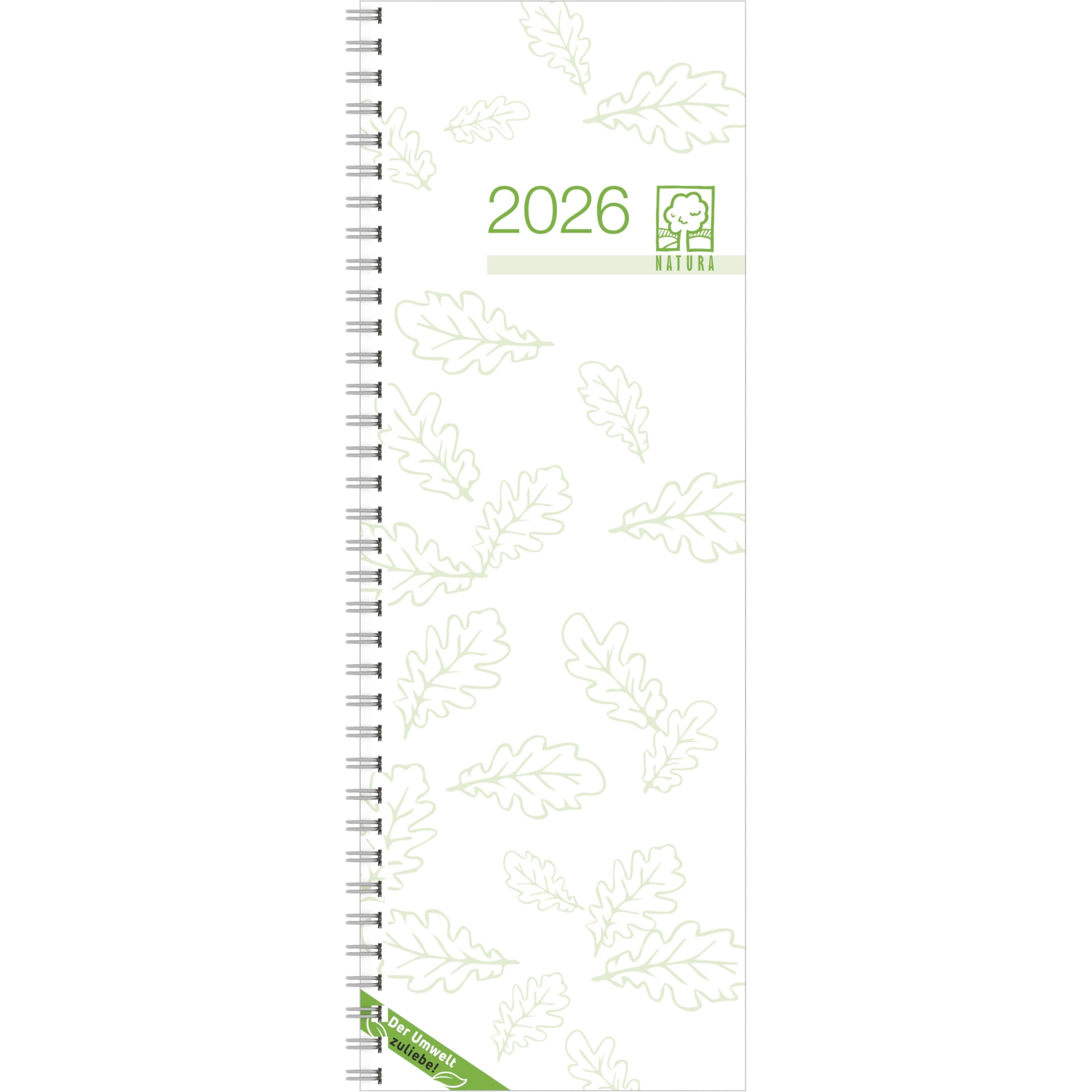 Vormerkbuch Recycling 2026 - Bürokalender 10,5x29,7 cm - 1 Woche auf 1 Seite - mit Drahtkammbindung - aus Recyclingpapier - Tischkalender - 718-0700 Leisure, Home & Garden