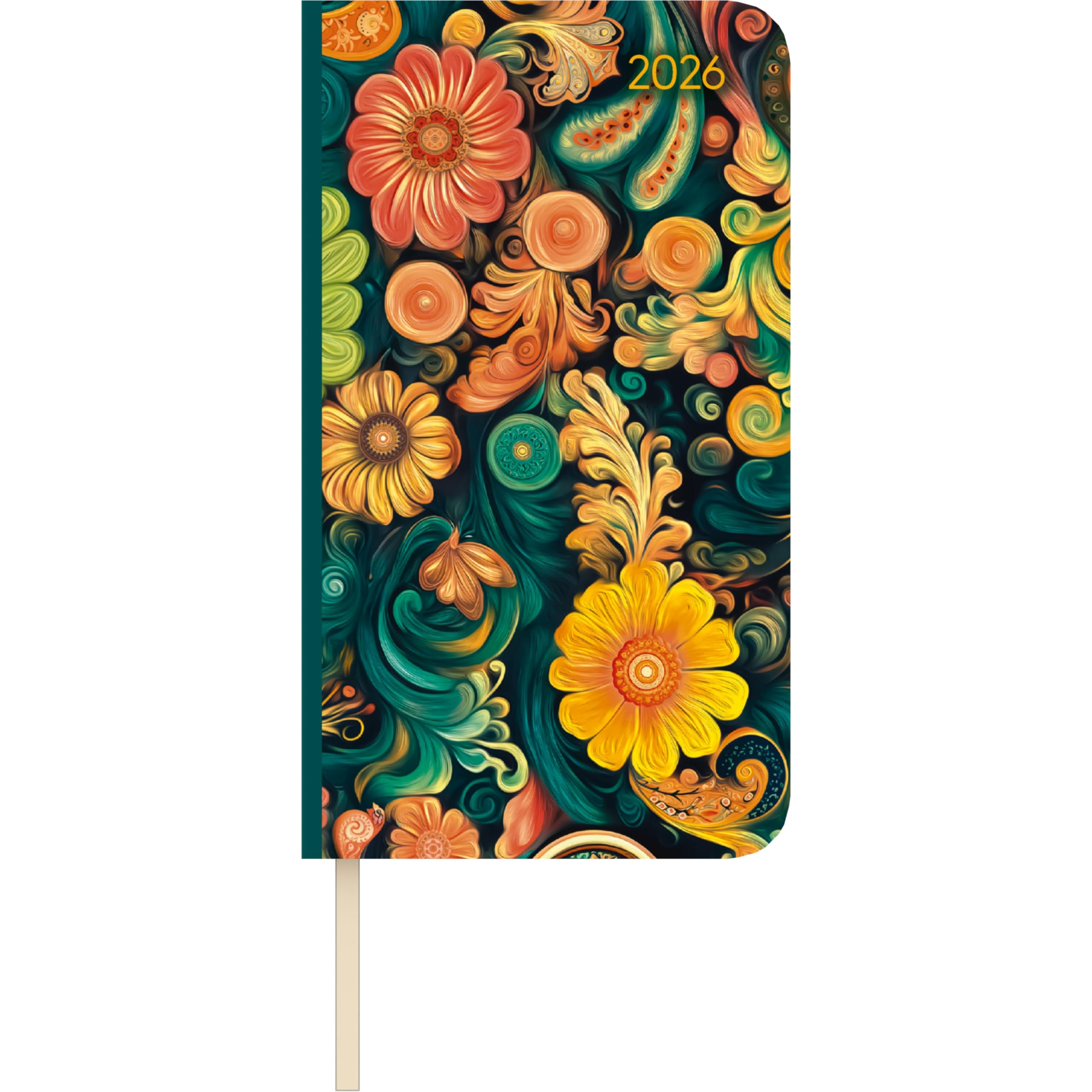 Lady Journal Slim Paisley 2026 - Taschen-Kalender 9x15,6 cm - Weekly - 128 Seiten - Notiz-Buch - mit Info- und Adressteil - Alpha Edition Leisure, Home & Garden