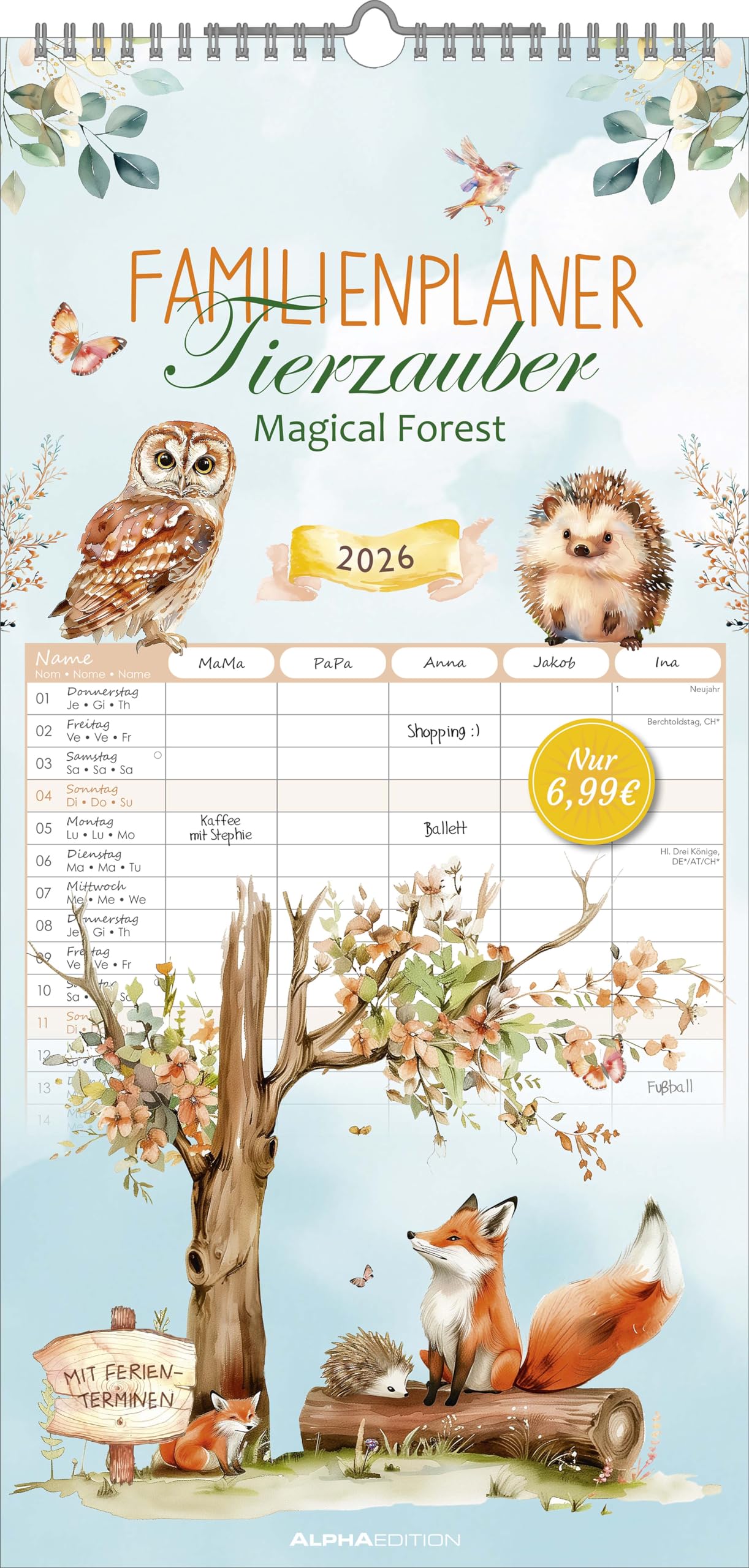 Familienplaner Tierzauber im Format 22 x 45 Leisure, Home & Garden