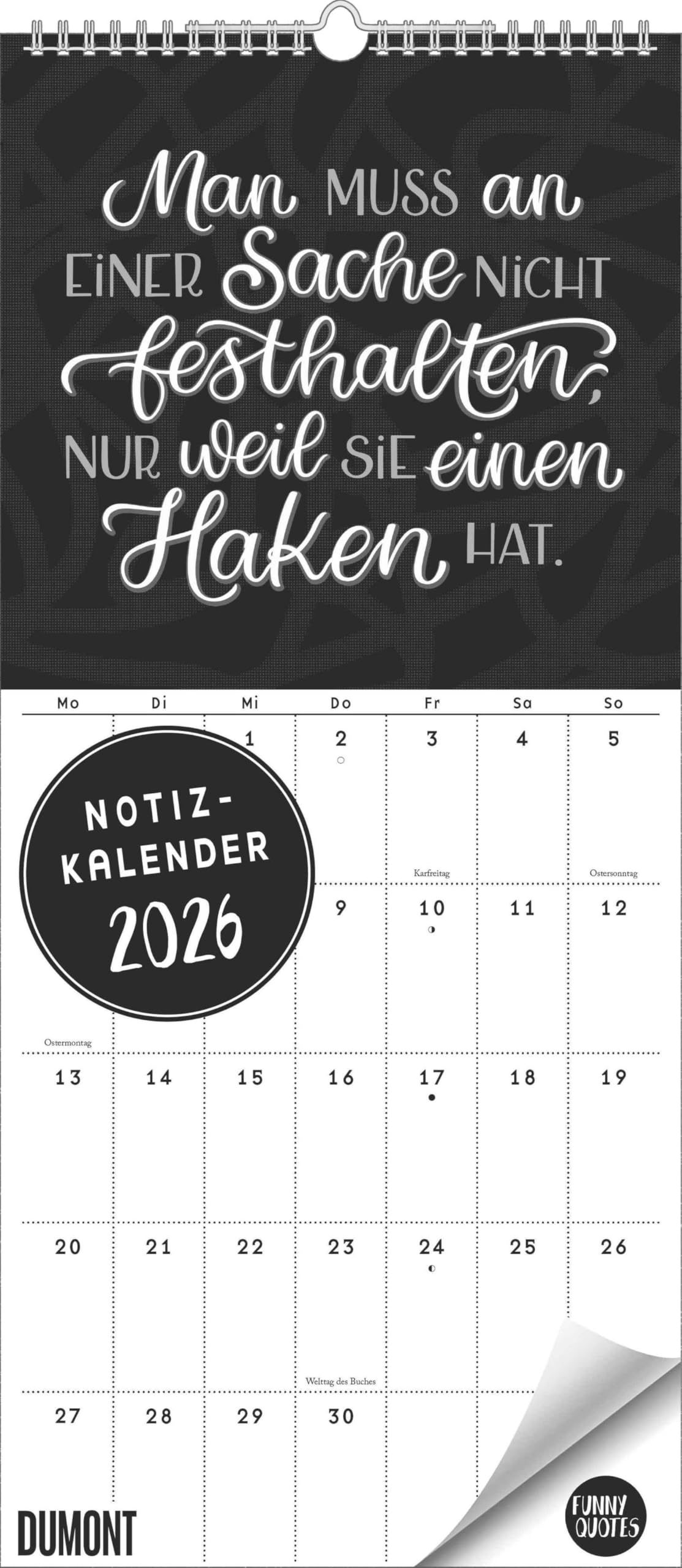 Funny Quotes Notizkalender 2026 – Typo-Planer – Format 22 x 49,5 cm Film, Art & Culture