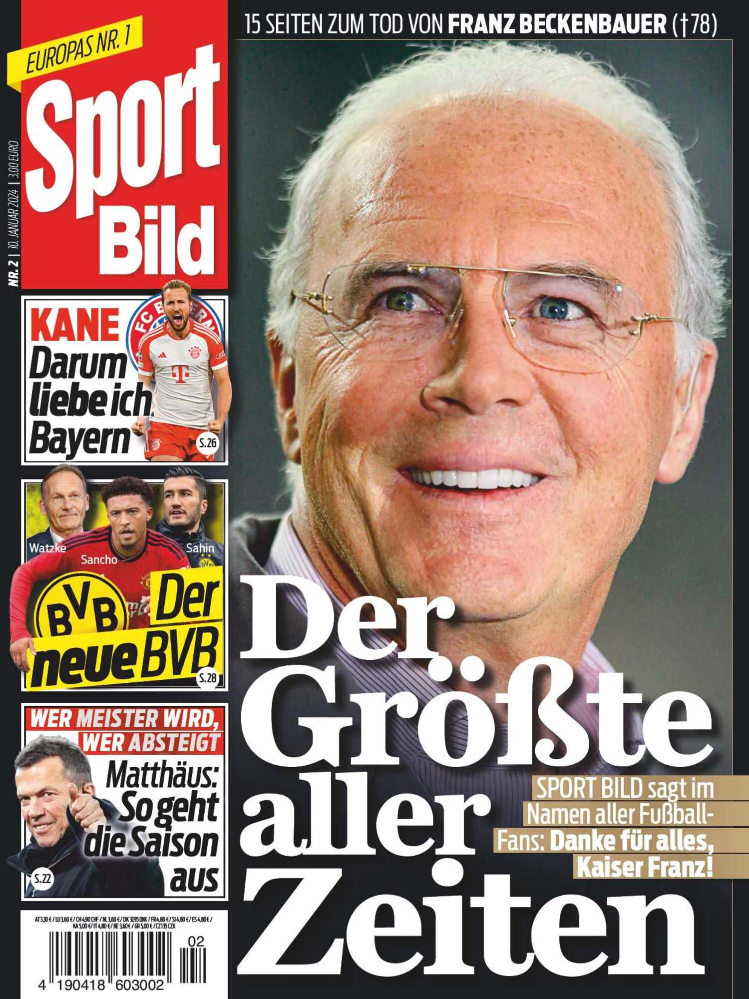SPORT BILD 2/2024 "Franz Beckenbauer - Der größte aller Zeiten" Leisure & Fun