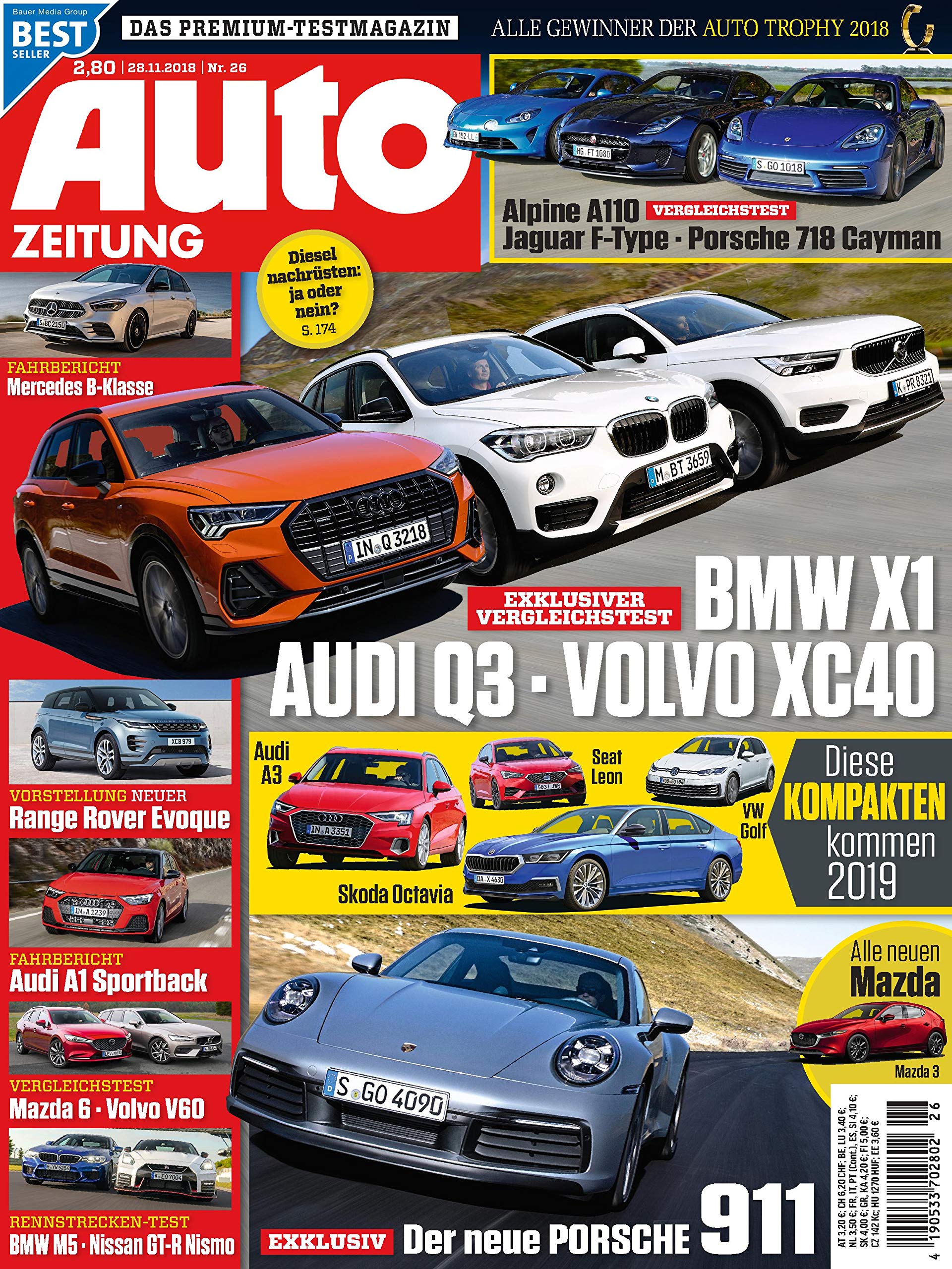 Auto Zeitung 26/2018 "BMW X1 - AUDI Q3 - VOLVO XC40" Books