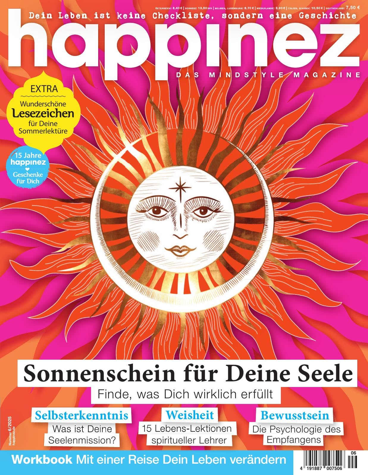 Happinez 6/2025 "Sonnenschein für Deine Seele" Books
