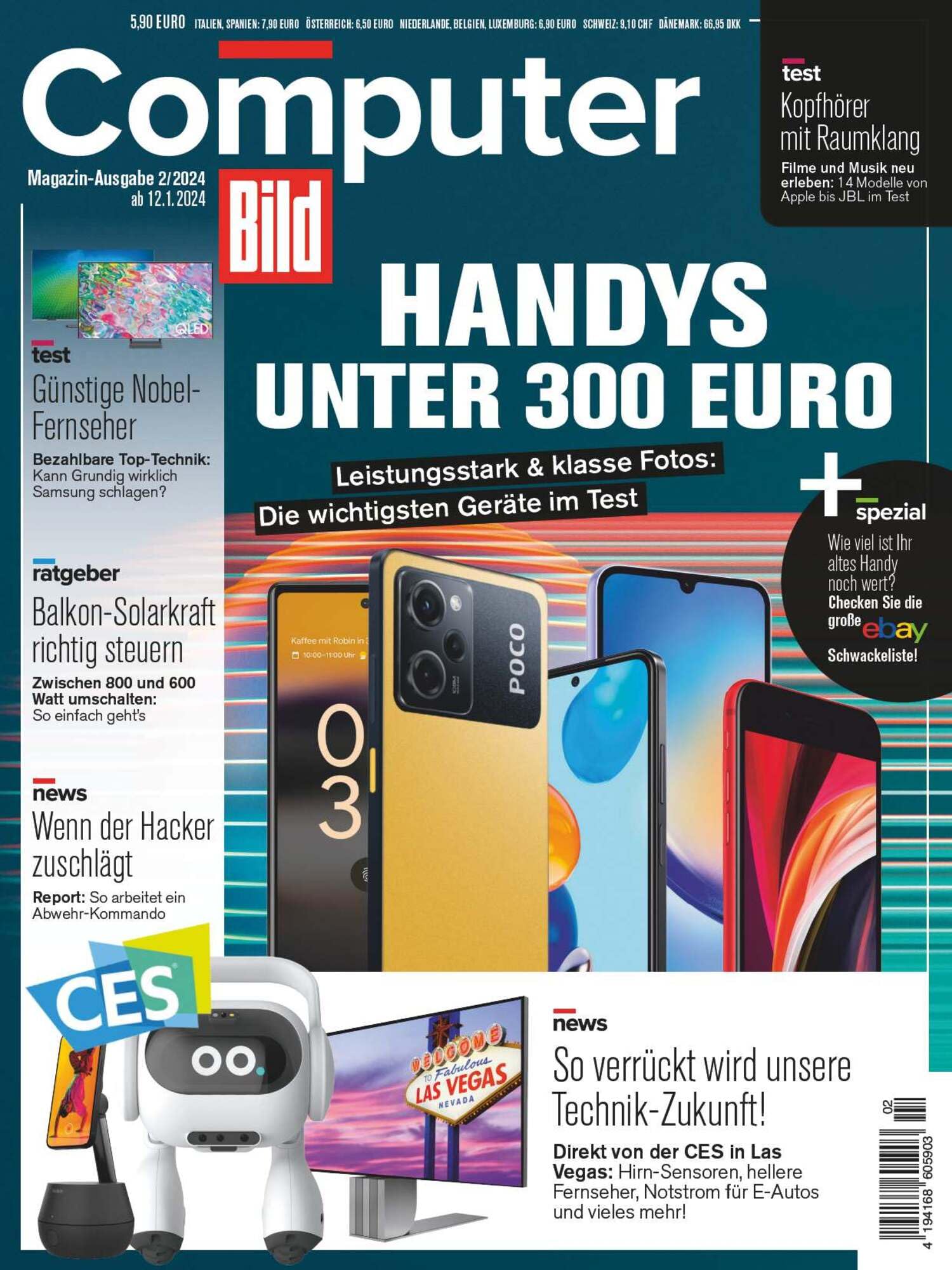 Computer Bild Magazin 2/2024 "Handys unter 300 Euro" Computer Science