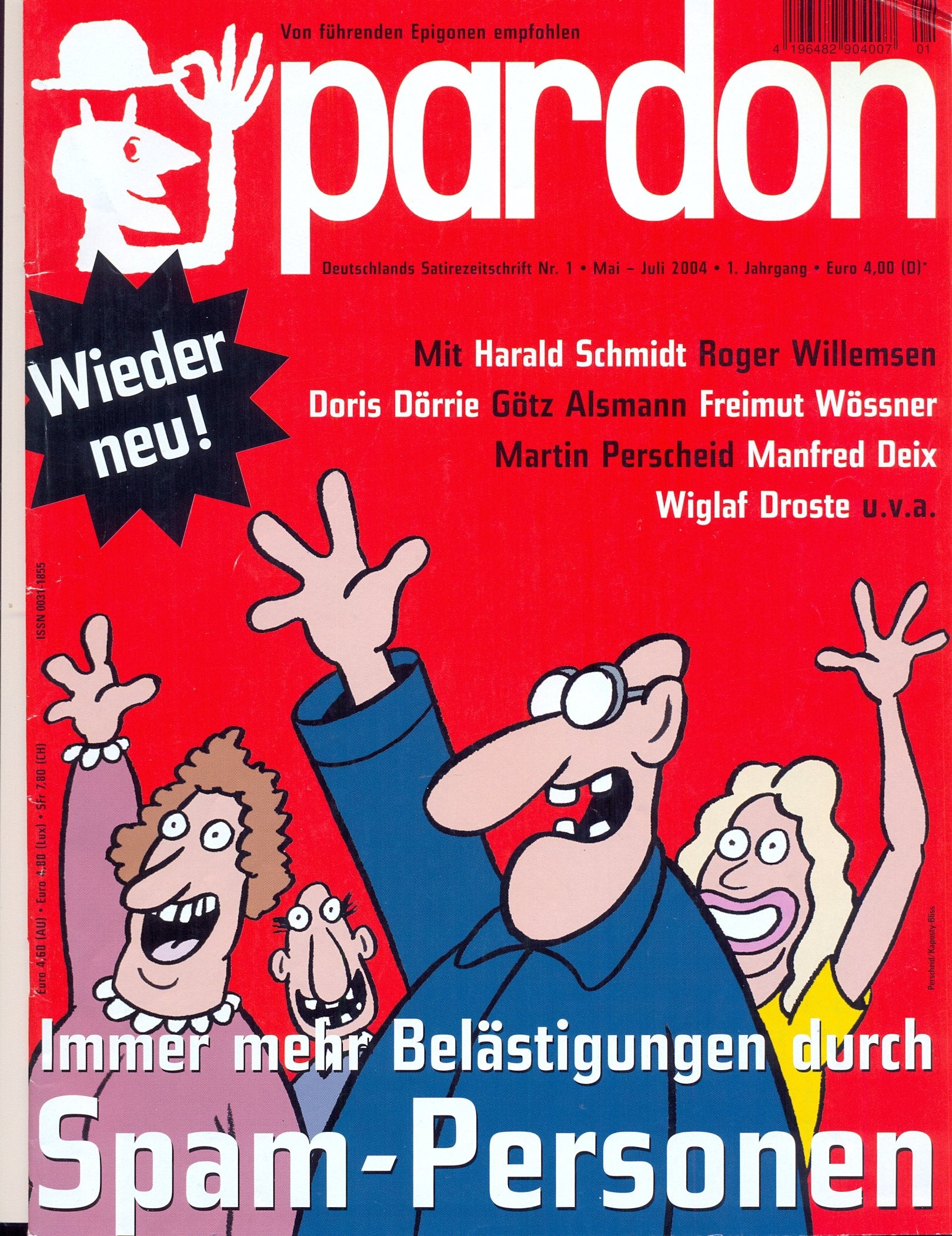 pardon (Deutschlands Satirezeitschrift) Nr. 1 / Mai-Juni 2004 - Harald Schmidt, Roger Willemsen, Doris Dorrie, Götz Alsmann, u.v.a., ERSTAUSGABE, 4196482904007 Books