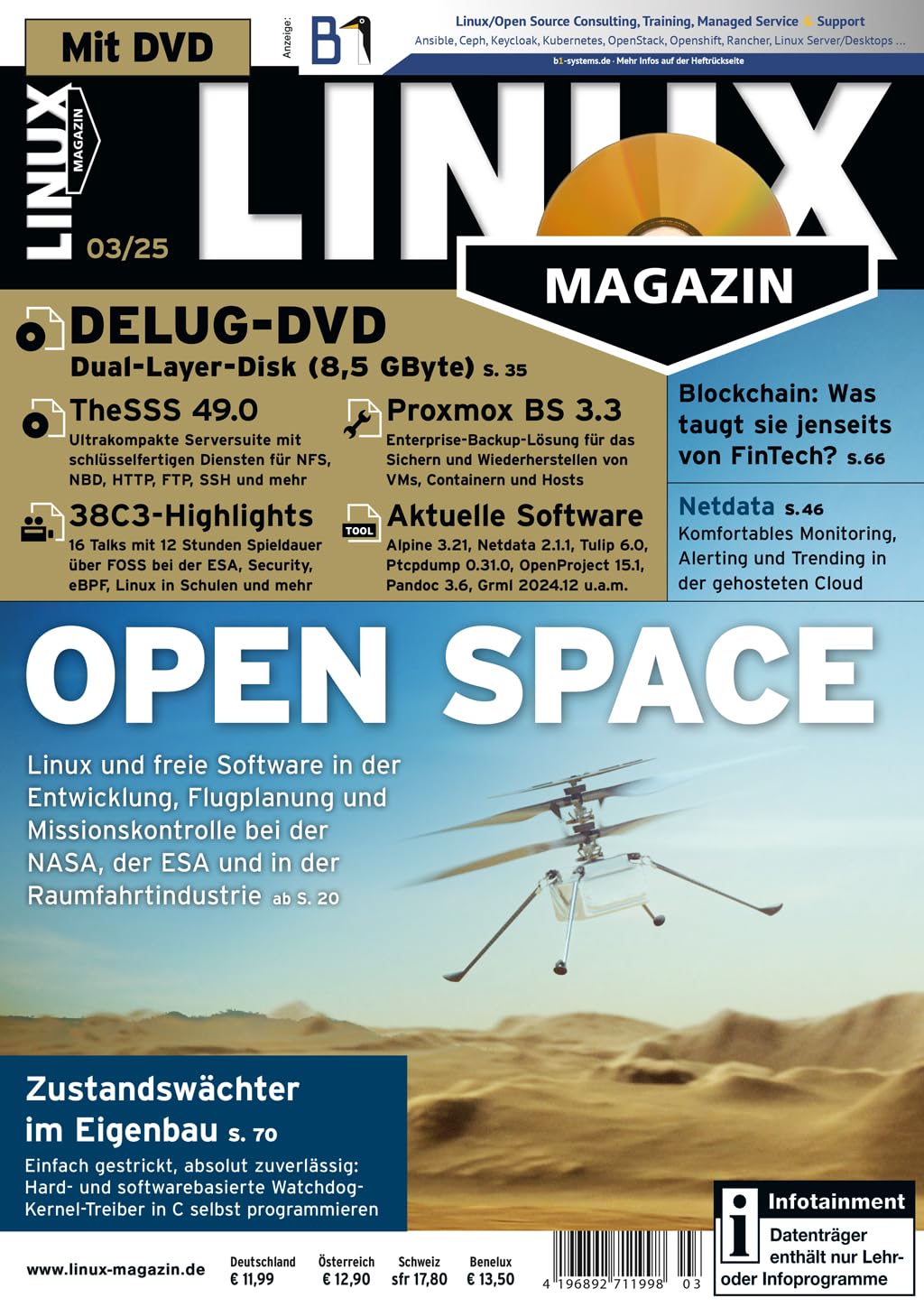 Linux-Magazin DVD 3/2025 "Open Source in der Raumfahrt / DVD: Animationsfilm |Ada & Zangemann|""" Computer Science