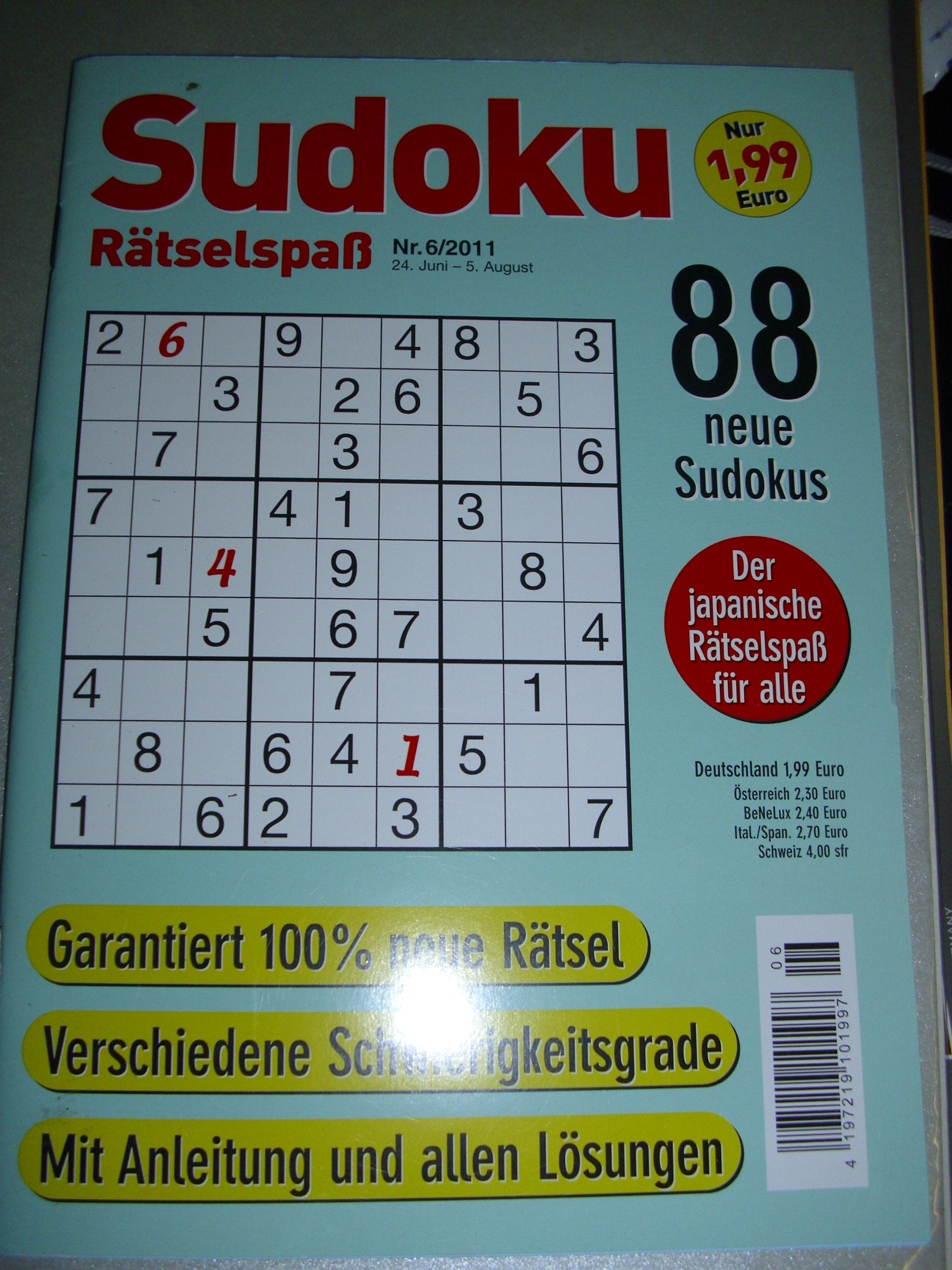 Sudoku Rätselspaß Nr. 6/2011 88 neue Sudokus - Der japanische Rätselspaß für alle. Garantiert 100% neue Rätsel, verschiedene Schwierigkeitsgrade, mit Anleitung und allen Lösungen Books