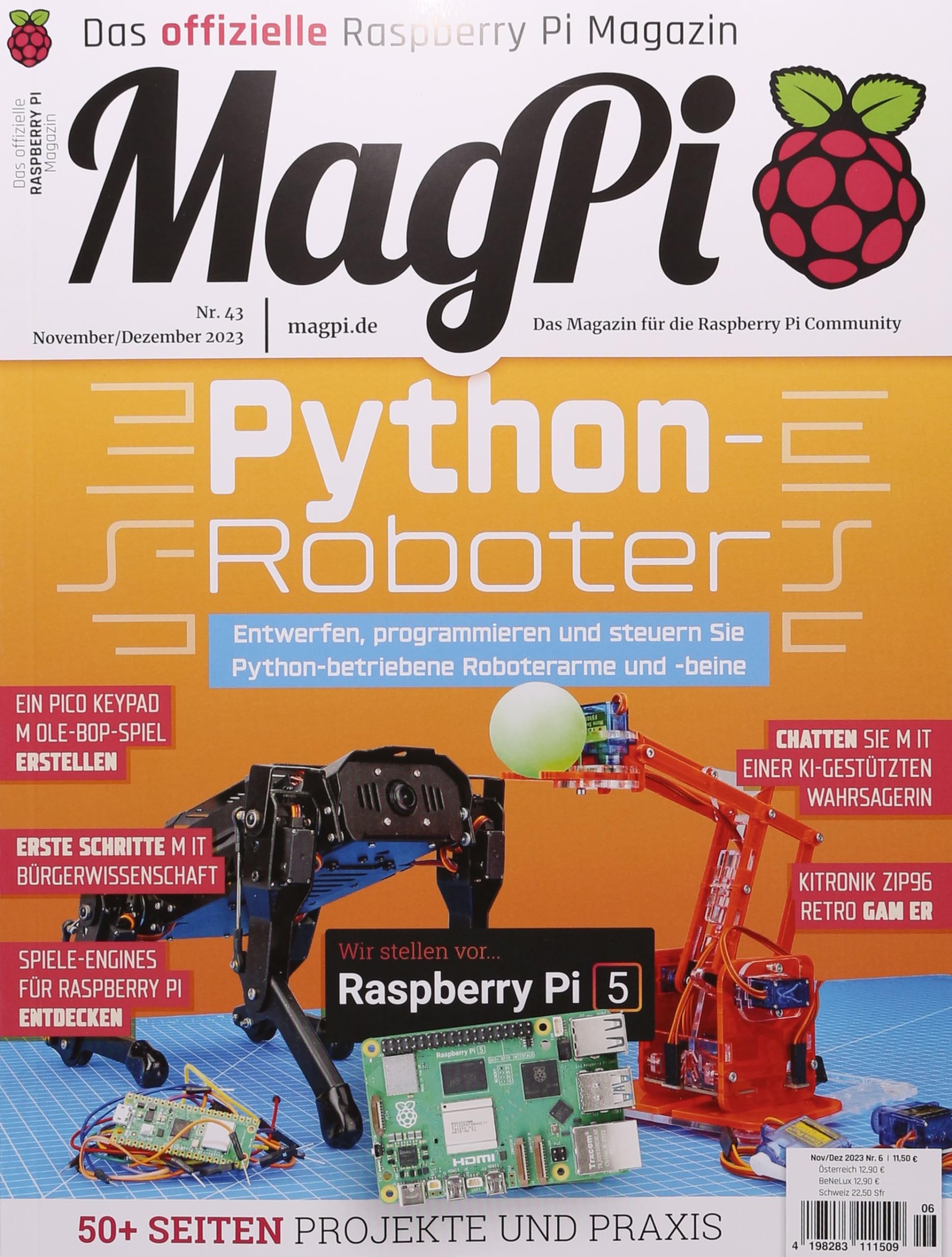 MagPi 6/2023 "Phyton Roboter, Raspberry PI 5 , 50 Seiten Projekte und Praxis " Computer Science