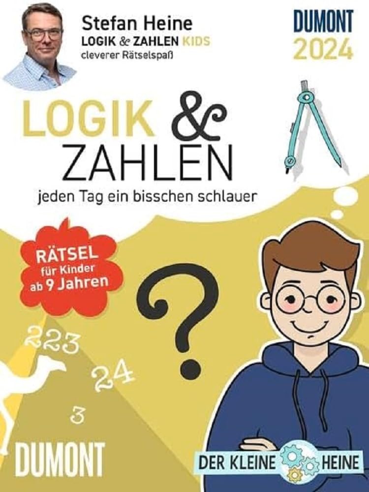 Stefan Heine Logik & Zahlen Kids Calendrier 2024 pour enfants 11,8 x 15,9 cm – Calendrier logique – Calendrier énigmes – Calendrier à boutons – Calendrier pour enfants : amusement intelligent pour book