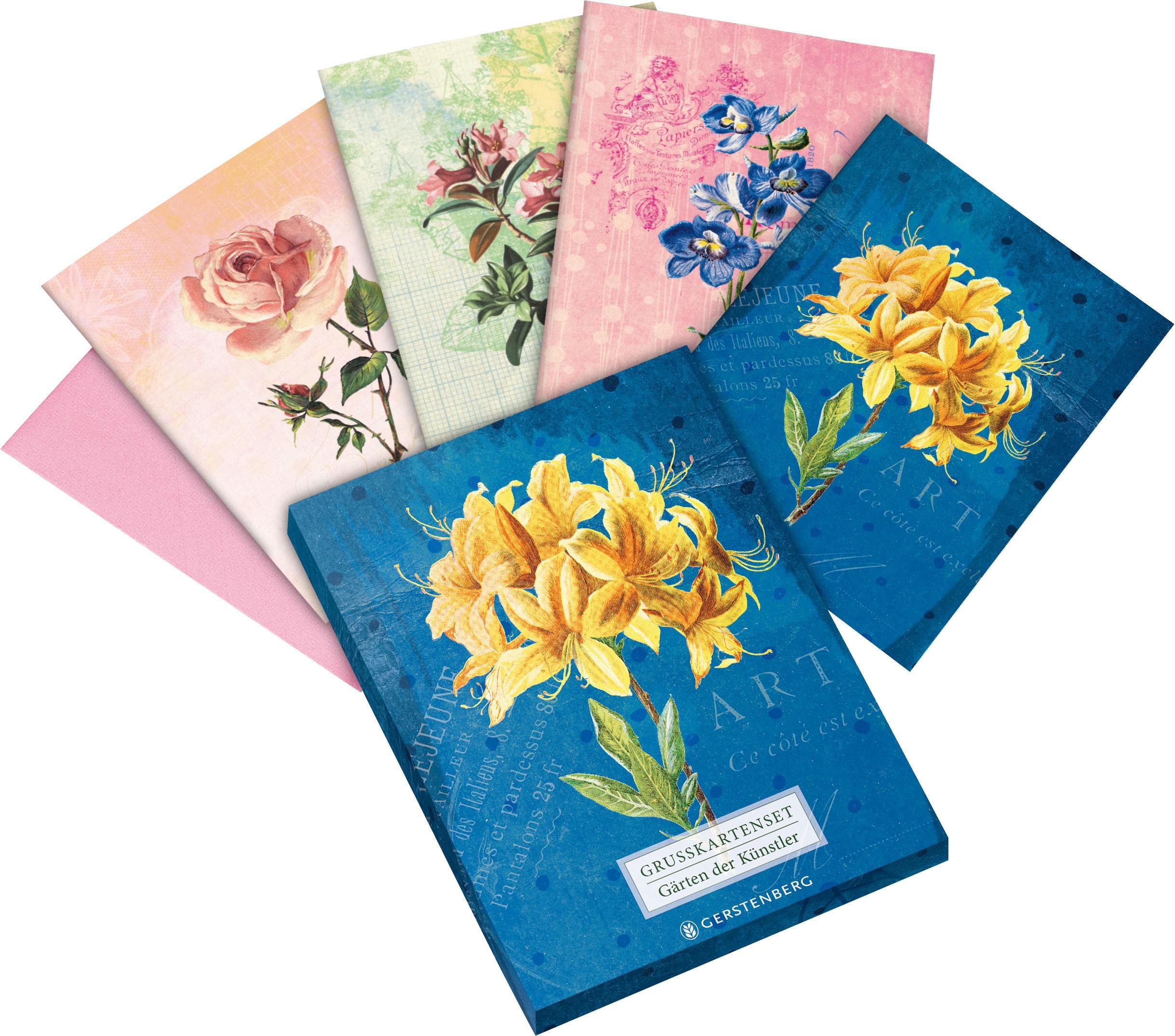 Die Gärten der Künstler Grußkartenset Motiv Gelbe Orchidee: 8 Doppelkarten mit Umschlag, 4 Motive Leisure, Home & Garden