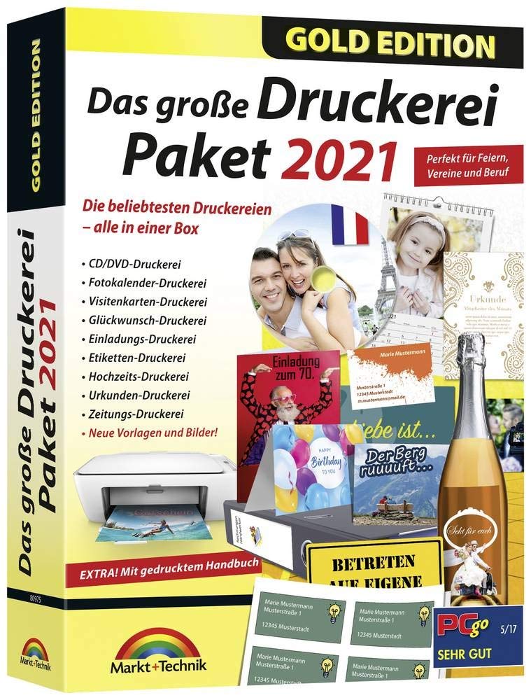 Markt & Technik Das große Druckerei Paket 2021 Gold Edition Vollversion, 1 Lizenz Windows Vorlagenp Other software