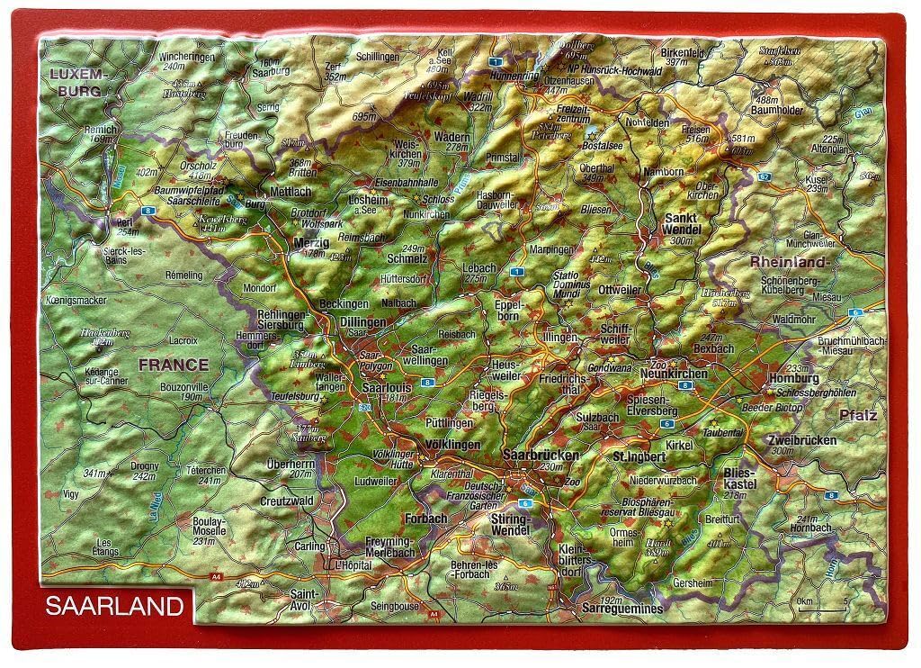 Reliefpostkarte Saarland: Tiefgezogene Reliefpostkarte Leisure, Home & Garden