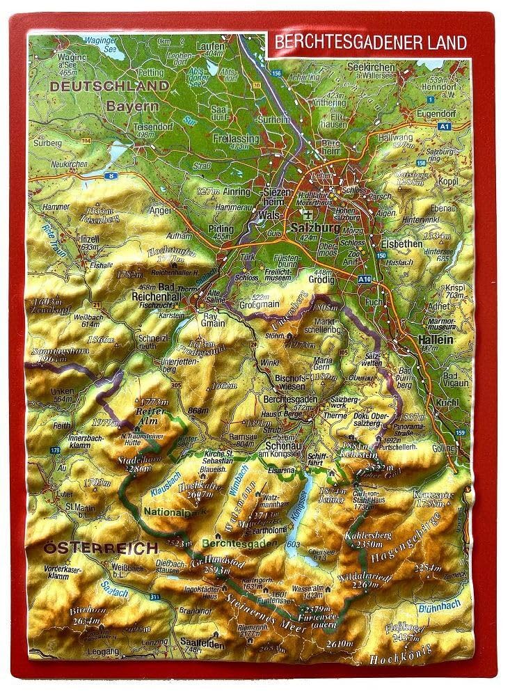 Reliefpostkarte Berchtesgadener Land: Tiefgezogene Reliefpostkarte Leisure, Home & Garden
