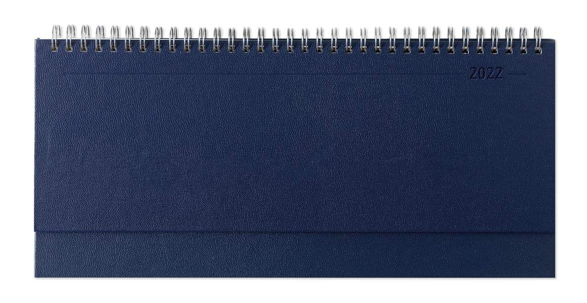 Tisch-Querkalender Balacron blau 2022 - Büro-Planer 29,7x13,5 cm - mit Registerschnitt - Tisch-Kalender - verlängerte Rückwand - 1 Woche 2 Seiten Leisure, Home & Garden