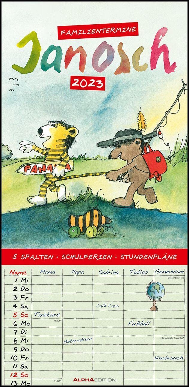 Janosch 2023 Familienplaner - Familien-Timer - Termin-Planer - Kinder-Kalender - Familien-Kalender - 22x45 Film, Art & Culture