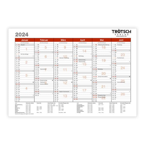 Trötsch Wandtafelplaner A5 2024: A5 Leisure, Home & Garden