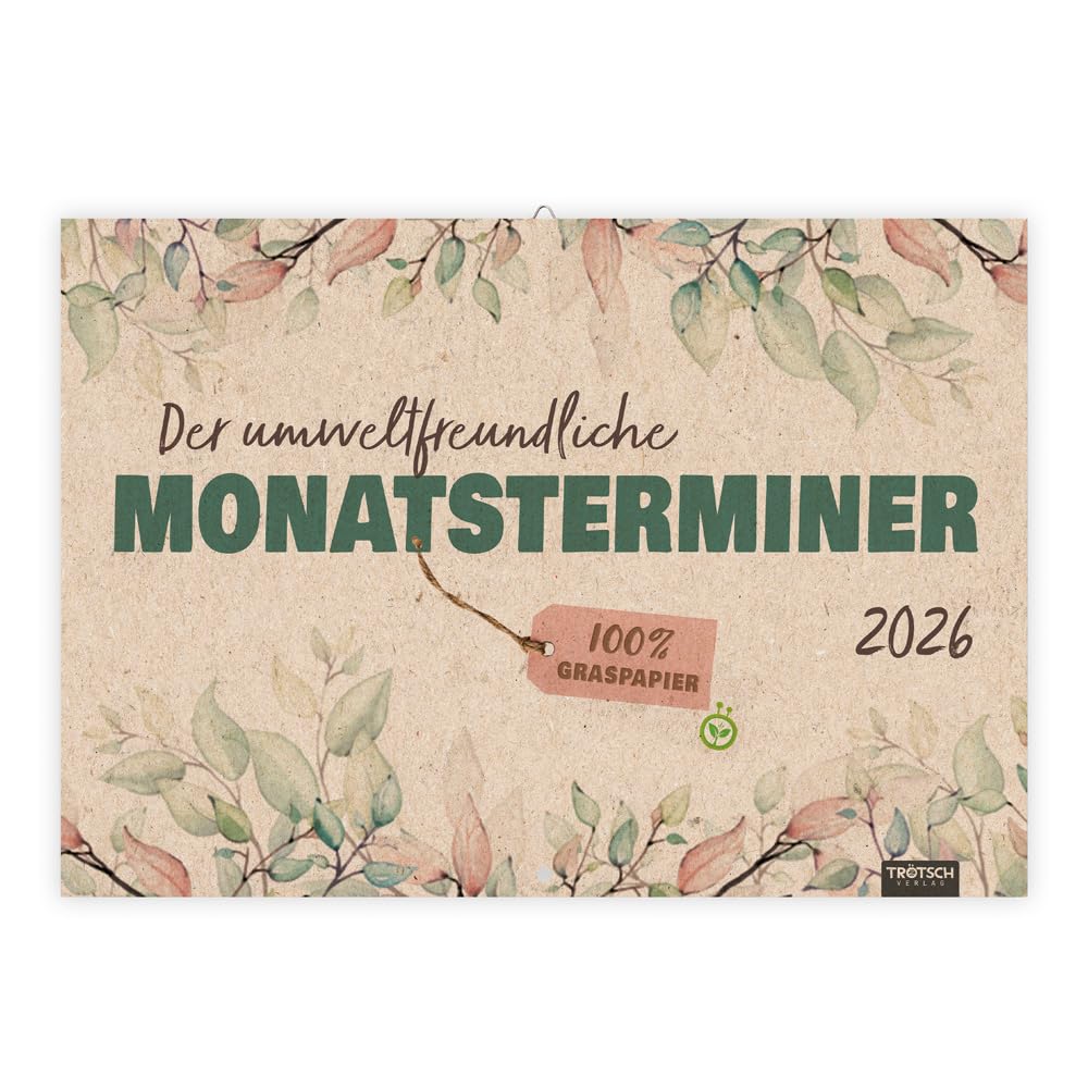 Trötsch Der umweltfreundliche Monatsterminer 2026: Monatskalender Planer Bürokalender Terminer Living & Furnishing
