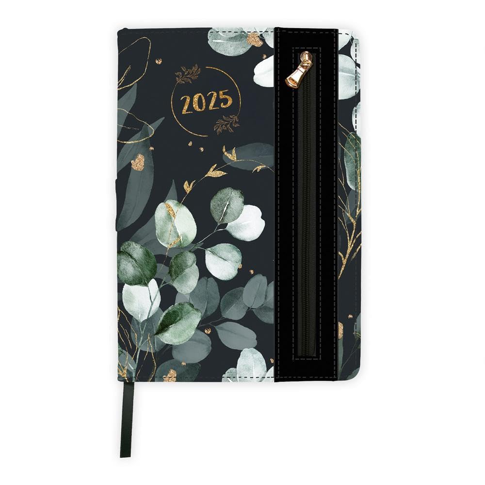 Trötsch Wochenplaner A5 mit Tasche Flowers black 2025: Wochenterminer Calendars