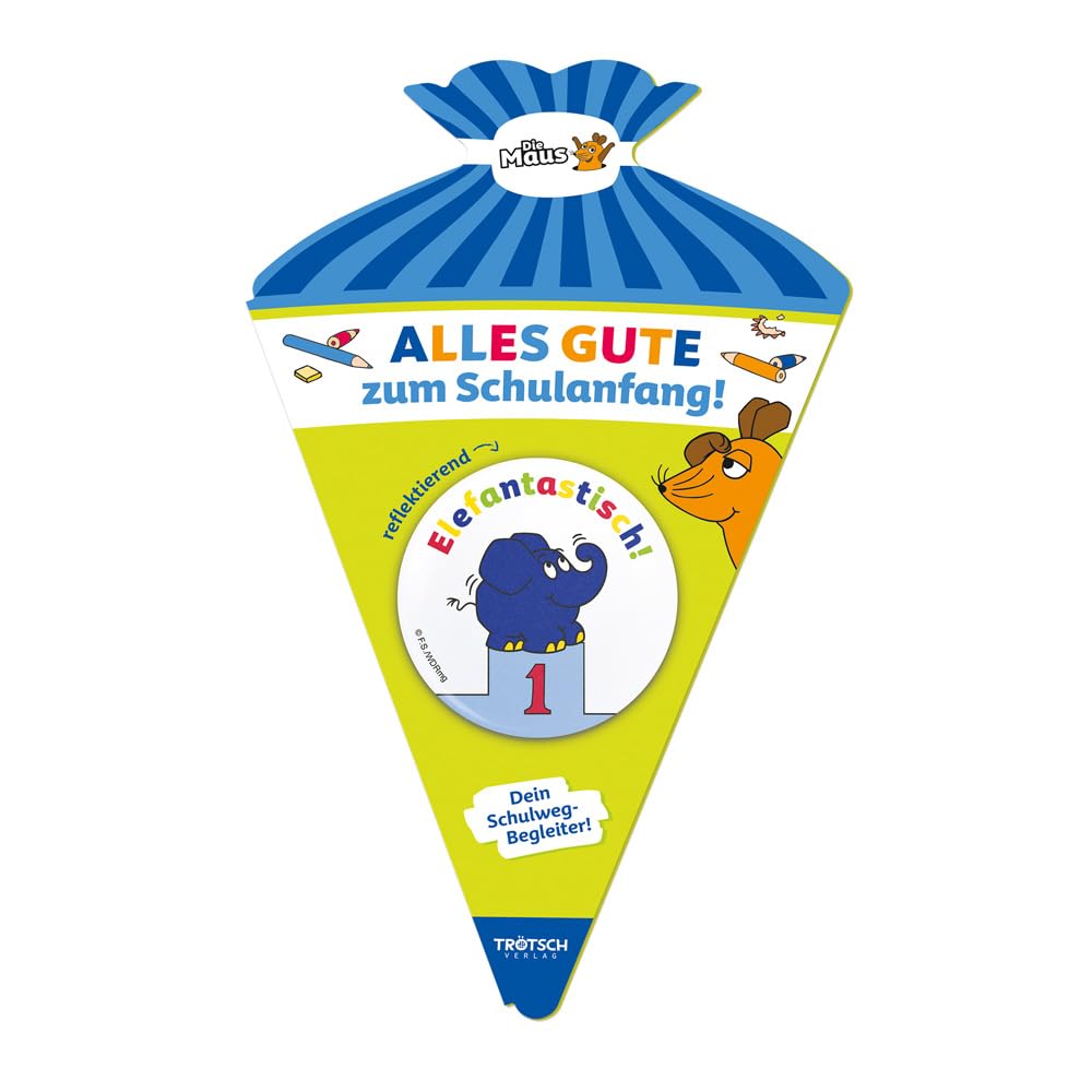 TRÖTSCH - Die Maus Schulwegbegleiter Button Elefant: Give Away für den Kindergeburtstag Dekoration für Mäppchen oder Schulranzen (Ab 5 Jahren) (Schulanfang) Non-fiction