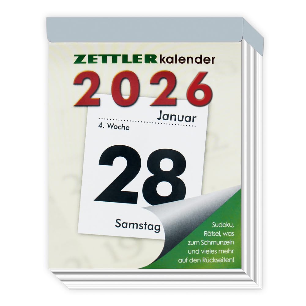 Tagesabreißkalender groß 2026 : Abreißkalender mit Sudokus, Rezepten und Rätseln auf den Rückseiten Books