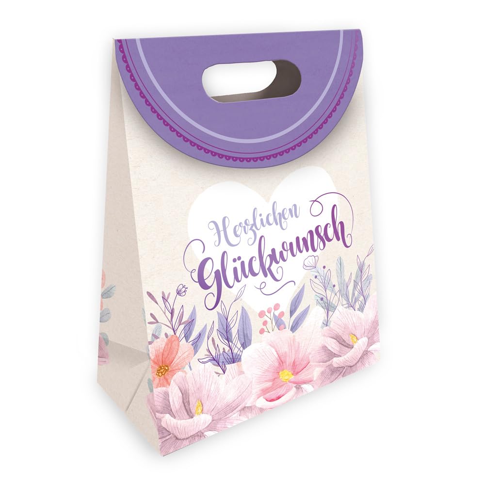 TRÖTSCH - Geschenktasche mit Verschluss medium Blumen Books