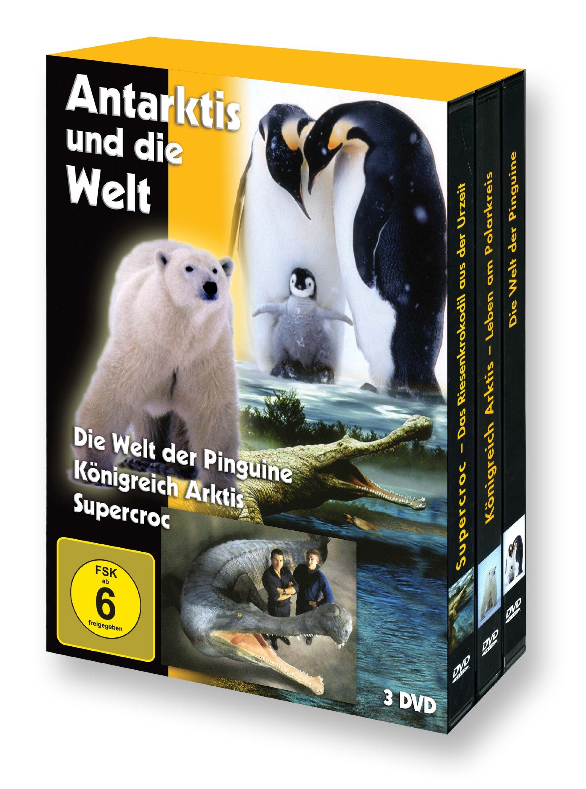 Antarktis und die Welt (Die Welt der Pinguine - Königreich Arktis - Supercroc) - 3 DVD Box Movies