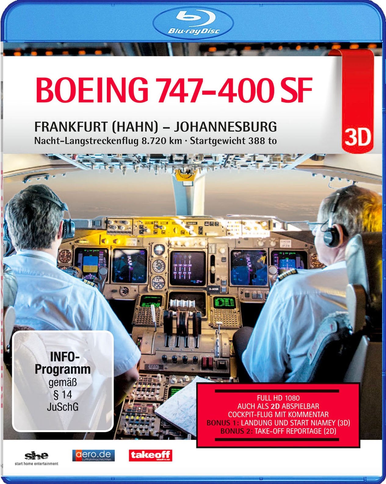 Take-off TV *** Cockpit-Flug Boeing 747-400 SF *** Frankfurt (Hahn) - Johannesburg *** 3D-Option Movies