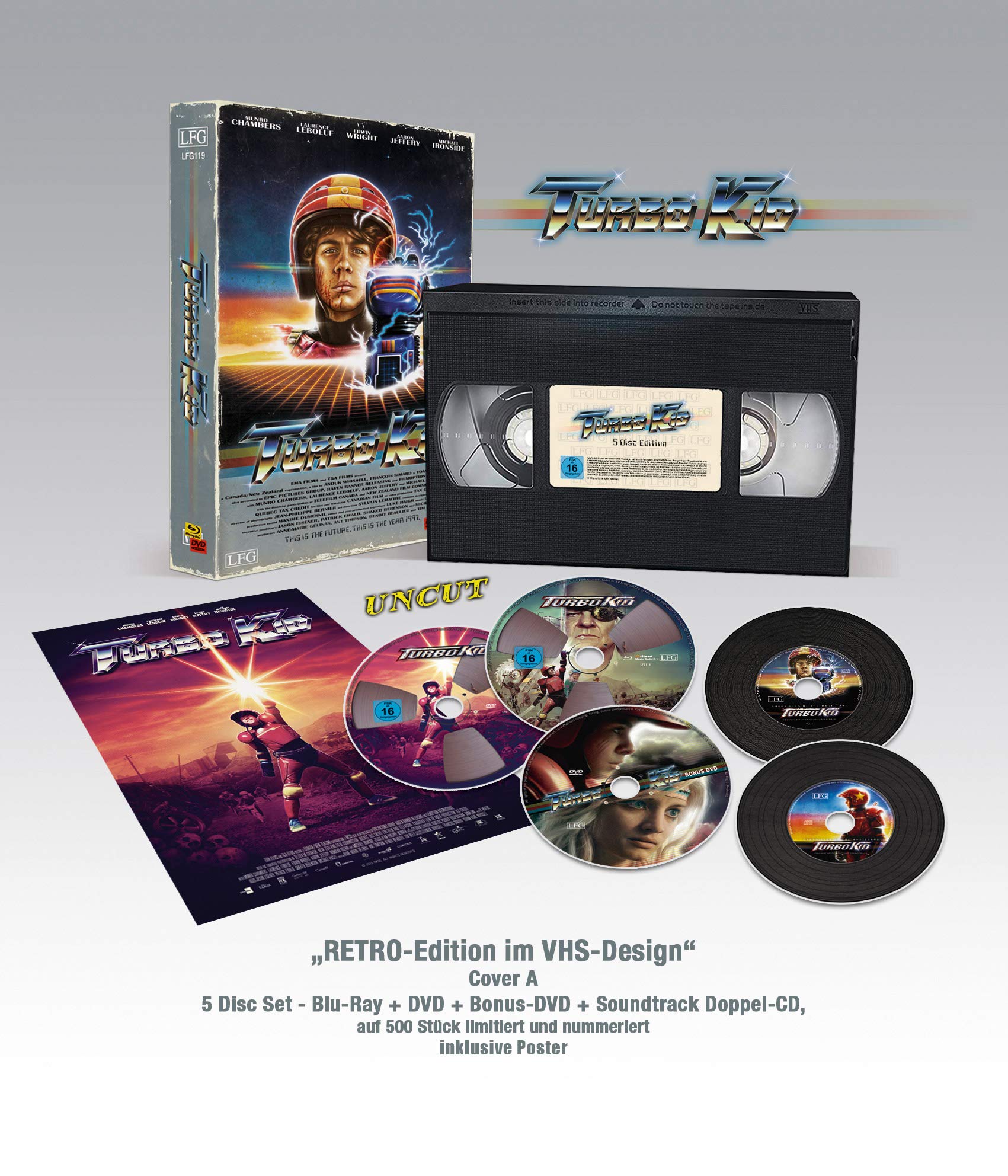 Turbo Kid - VHS RETRO-Edition (Bluray + DVD + Bonus-DVD + Doppel Soundtrack-CD) Limitiert / Nummeriert auf 500 Stück (Cover A) Movies