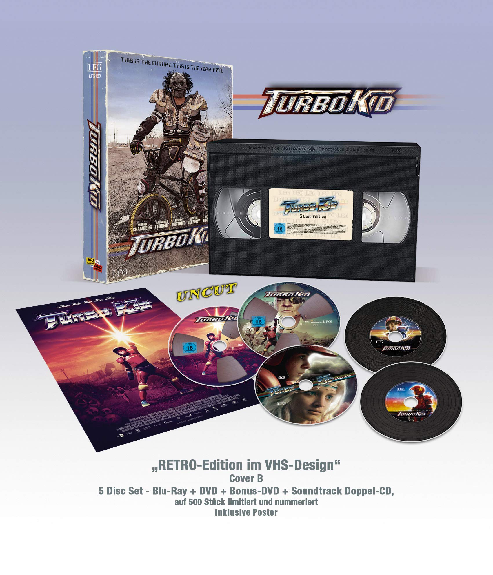Turbo Kid - VHS RETRO-Edition (Bluray + DVD + Bonus-DVD + Doppel Soundtrack-CD) Limitiert / Nummeriert auf 500 Stück (Cover B) Movies