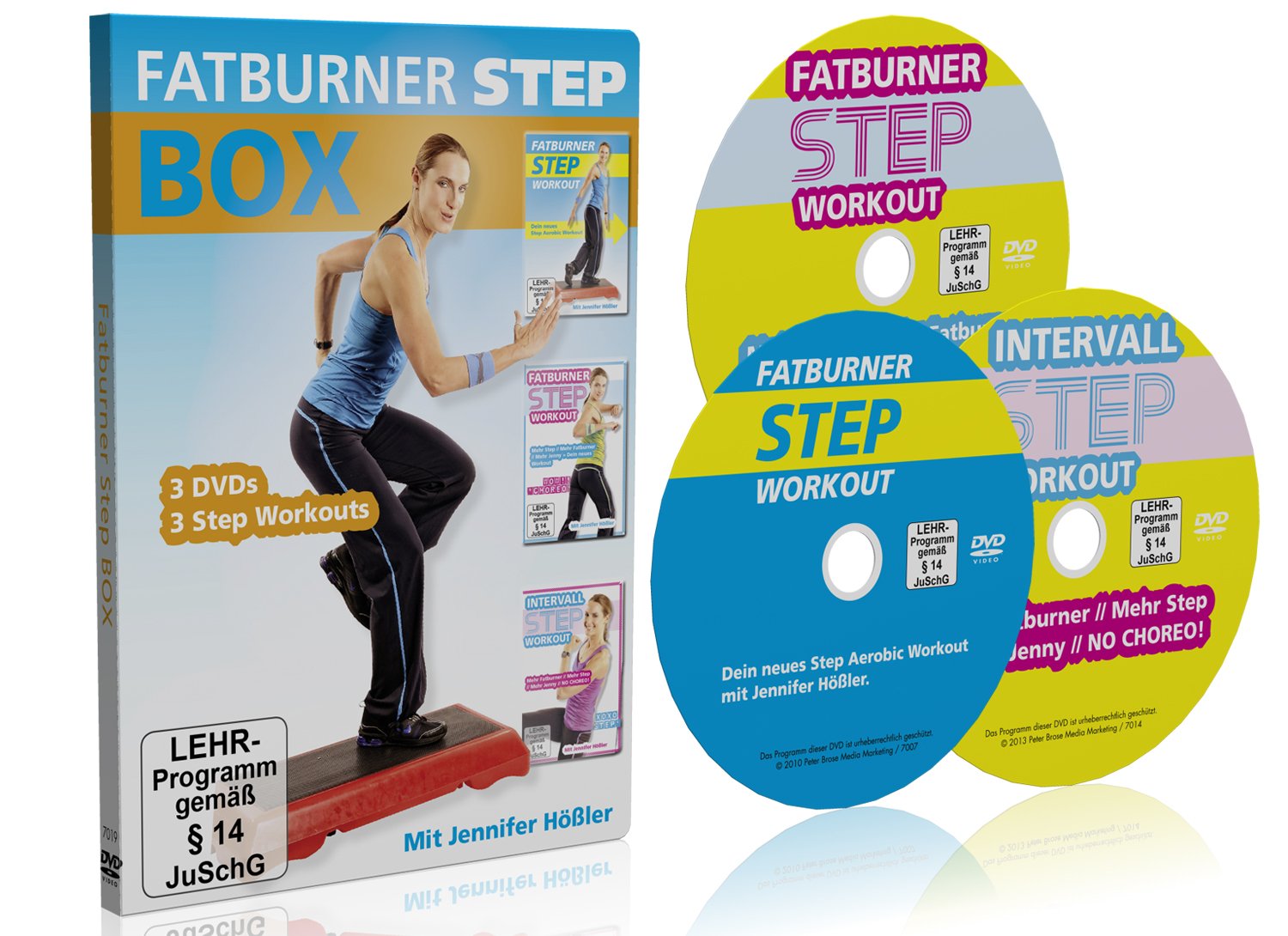 Jennifer Hößler: Die große Fatburner Step Box / 3 DVDs / 3 Step Aerobic Workouts ++ Im Set kaufen und sparen! Films