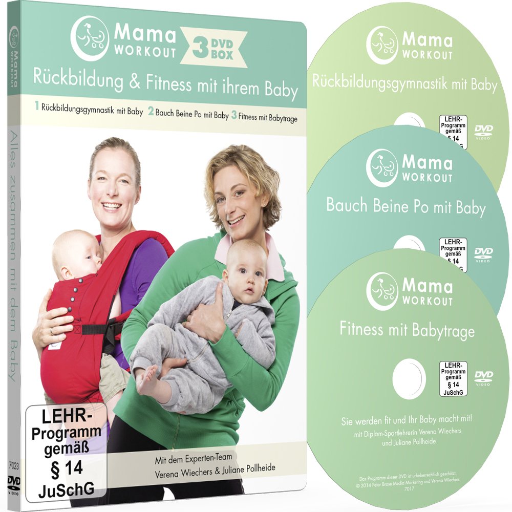 MamaWORKOUT - Rückbildung & Fitness mit Ihrem Baby - 3-DVD-Box zum Sparpreis ++ 1. Rückbildungsgymnastik mit Baby ++ 2. Bauch Beine Po mit Baby ++ 3. ... mit Babytrage ++ von Expertin Verena Wiechers Movies