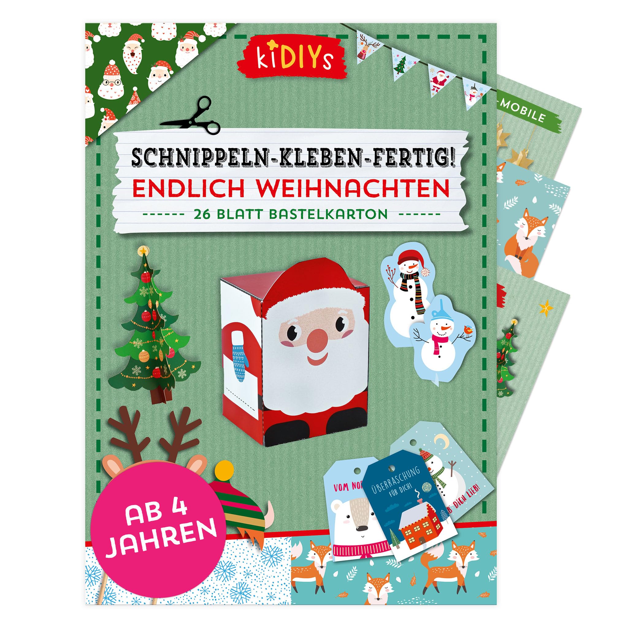 Schnippeln - Kleben - Fertig! Endlich Weihnachten: 26 Blatt Bastelkarton (kiDIYs) Hobbies & Crafts
