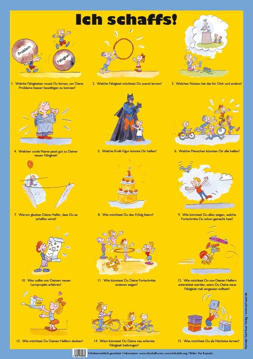"Ich schaff's"-15-Schritte-Poster (Systemische Pädagogik) Social Sciences
