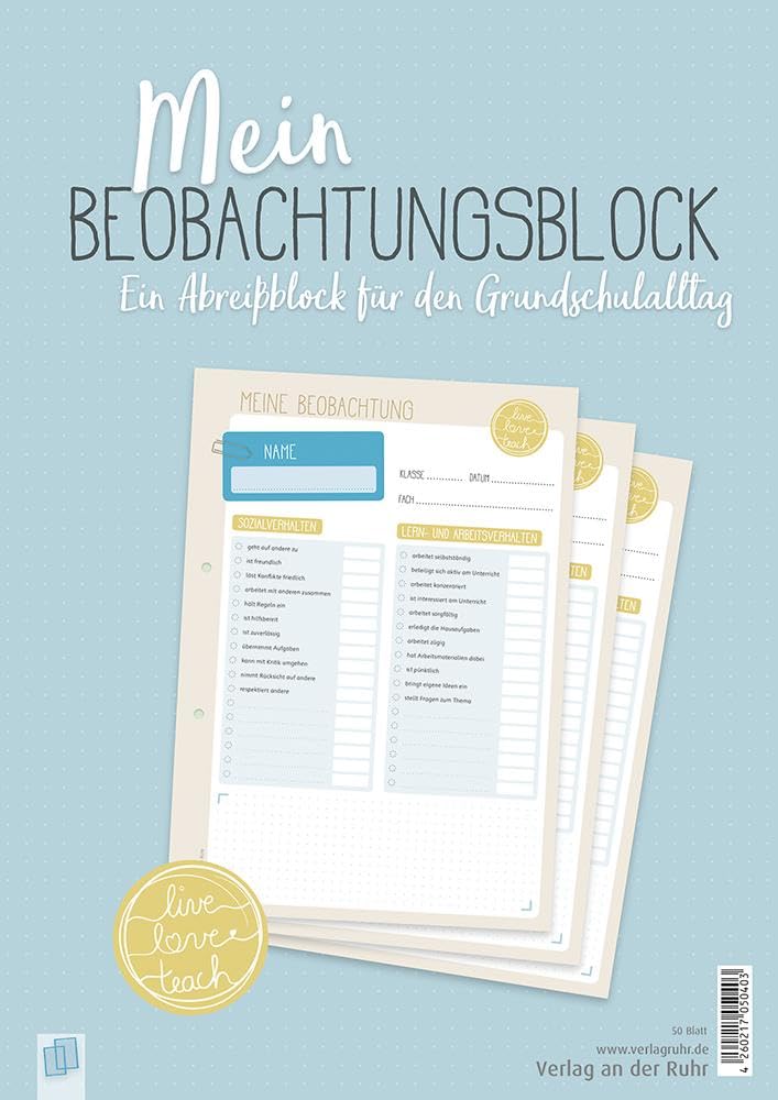 Mein Beobachtungsblock: Ein A4-Abreißblock für den Grundschulalltag (Live-love-teach) Professional & Reference Books
