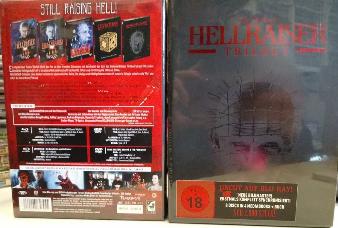BR+DVD Hellraiser Trilogy Black Box - Limited Deluxe Edition im Schuber (8Discs)- limitiert auf 2000 Stk. (VÖ:18.12.2017) Films