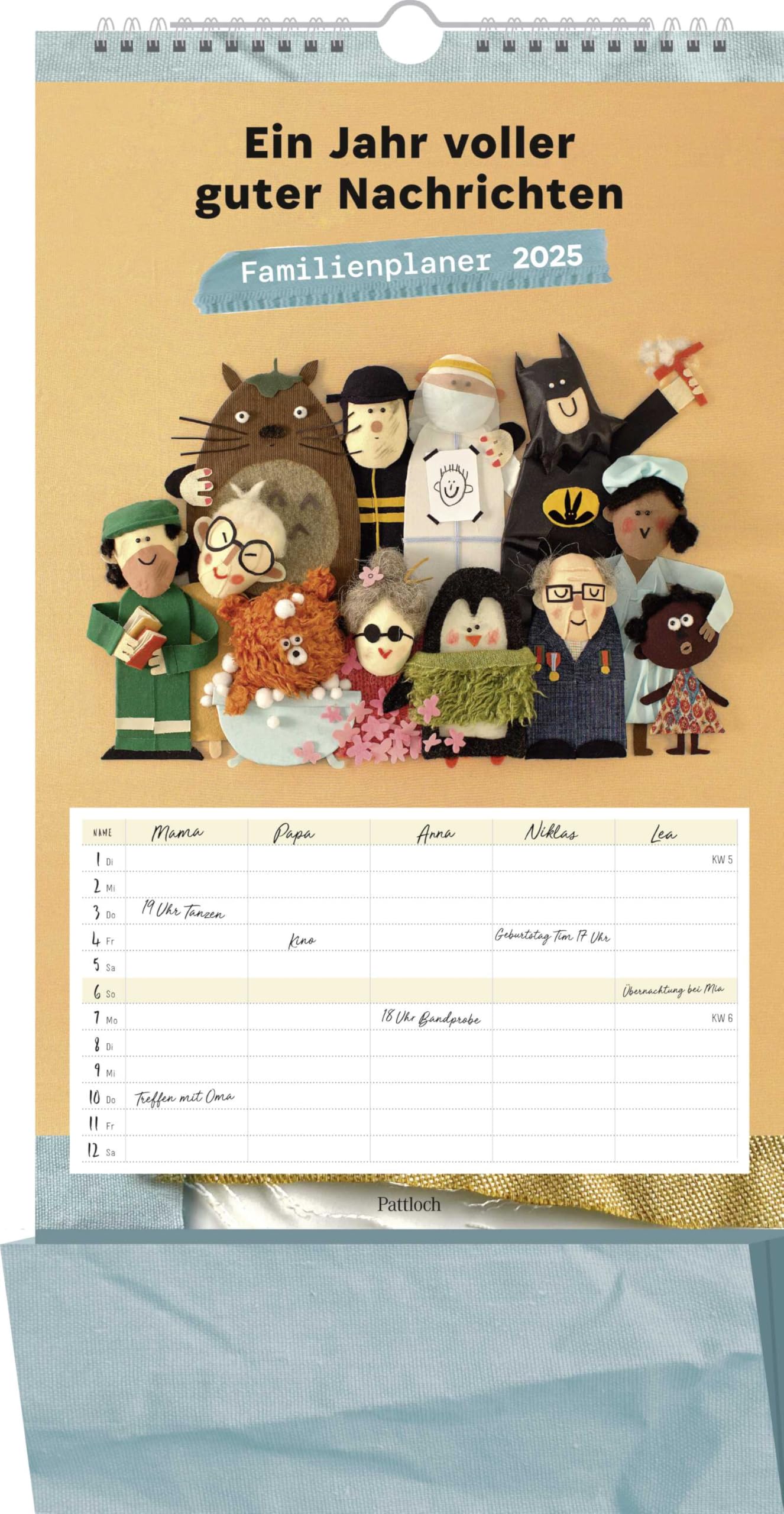 Planificateur familial 2025 : une année pleine de bonnes nouvelles : calendrier familial, l'organiseur familial parfait avec 5 colonnes et poche pour bloc-notes Lifestyle