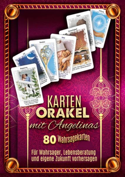 Karten Orakel mit Angelinas 80 Wahrsagekarten: Für Wahrsager, Lebensberatung und eigene Zukunft vorhersagen (Set: Kartendeck + eBook) Religion & Esotericism